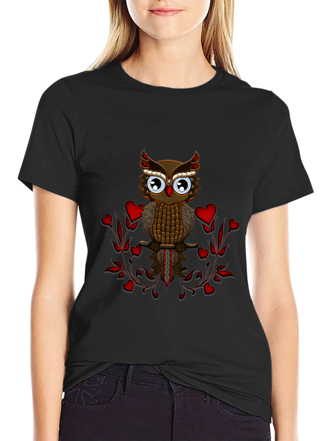 Owl Heart T-Shirt - Graphic Print Tee