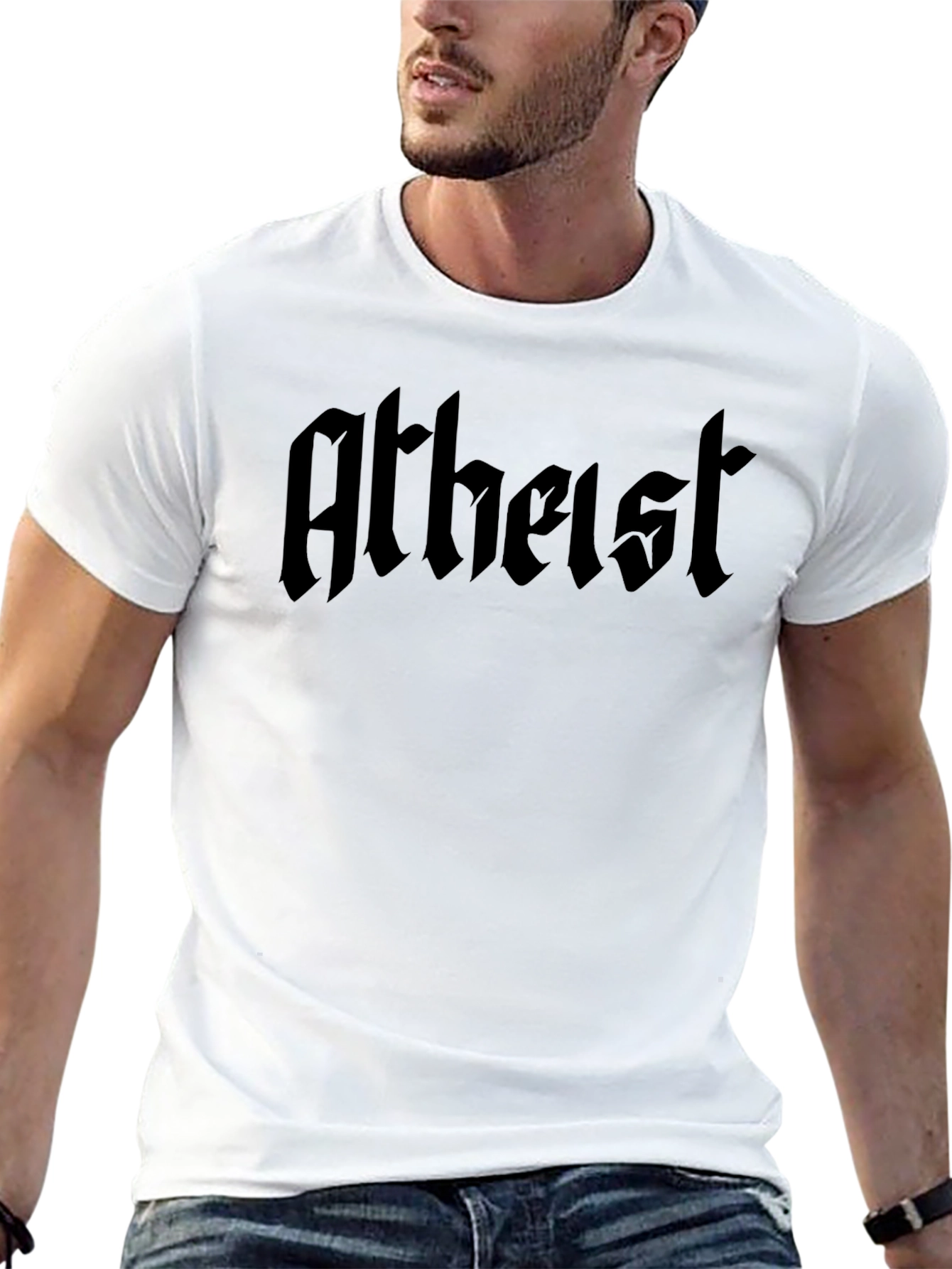 Atheist T-Shirt - Bold Gothic Font Black Tee