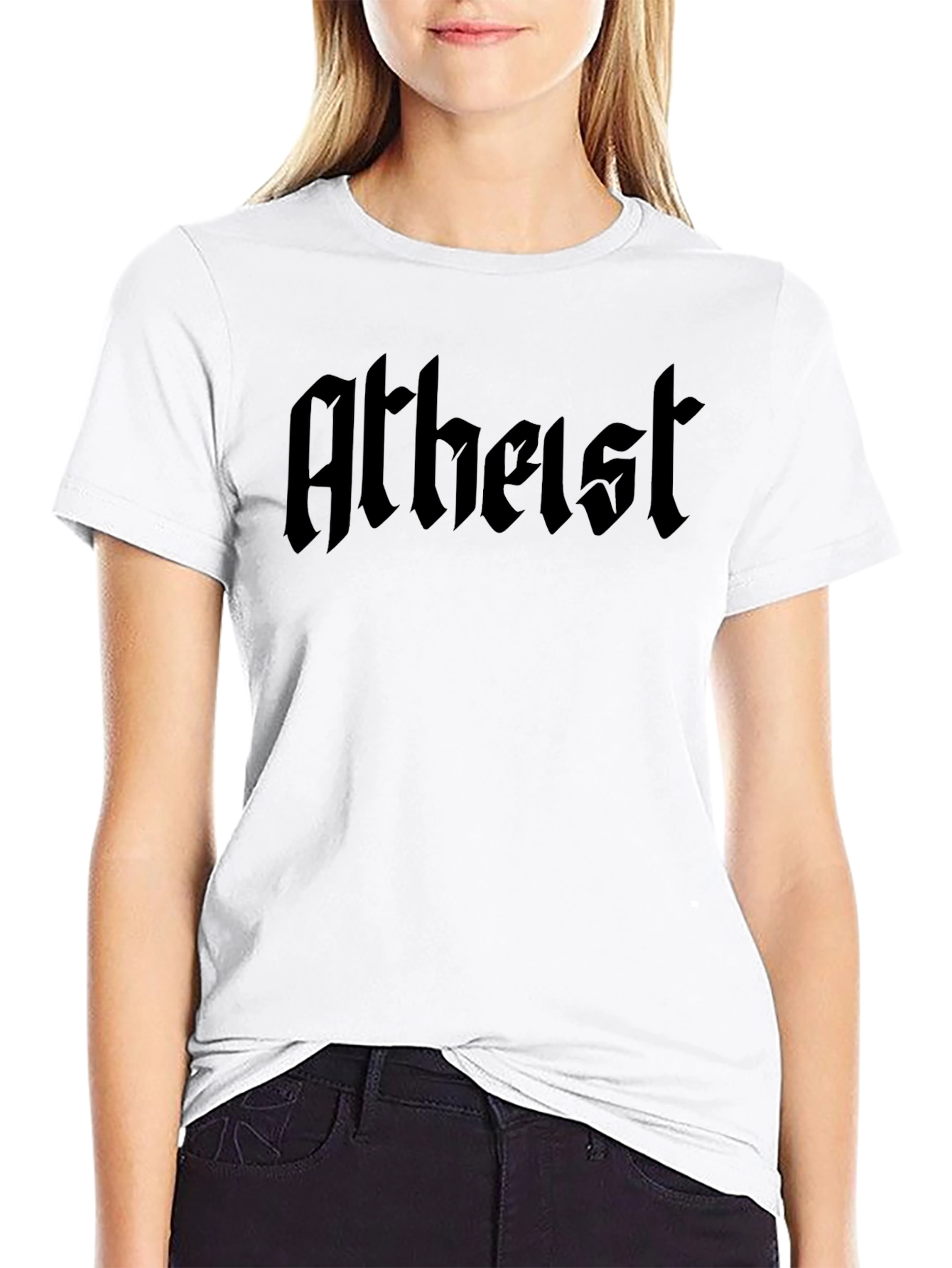 Atheist T-Shirt - Bold Gothic Font Black Tee