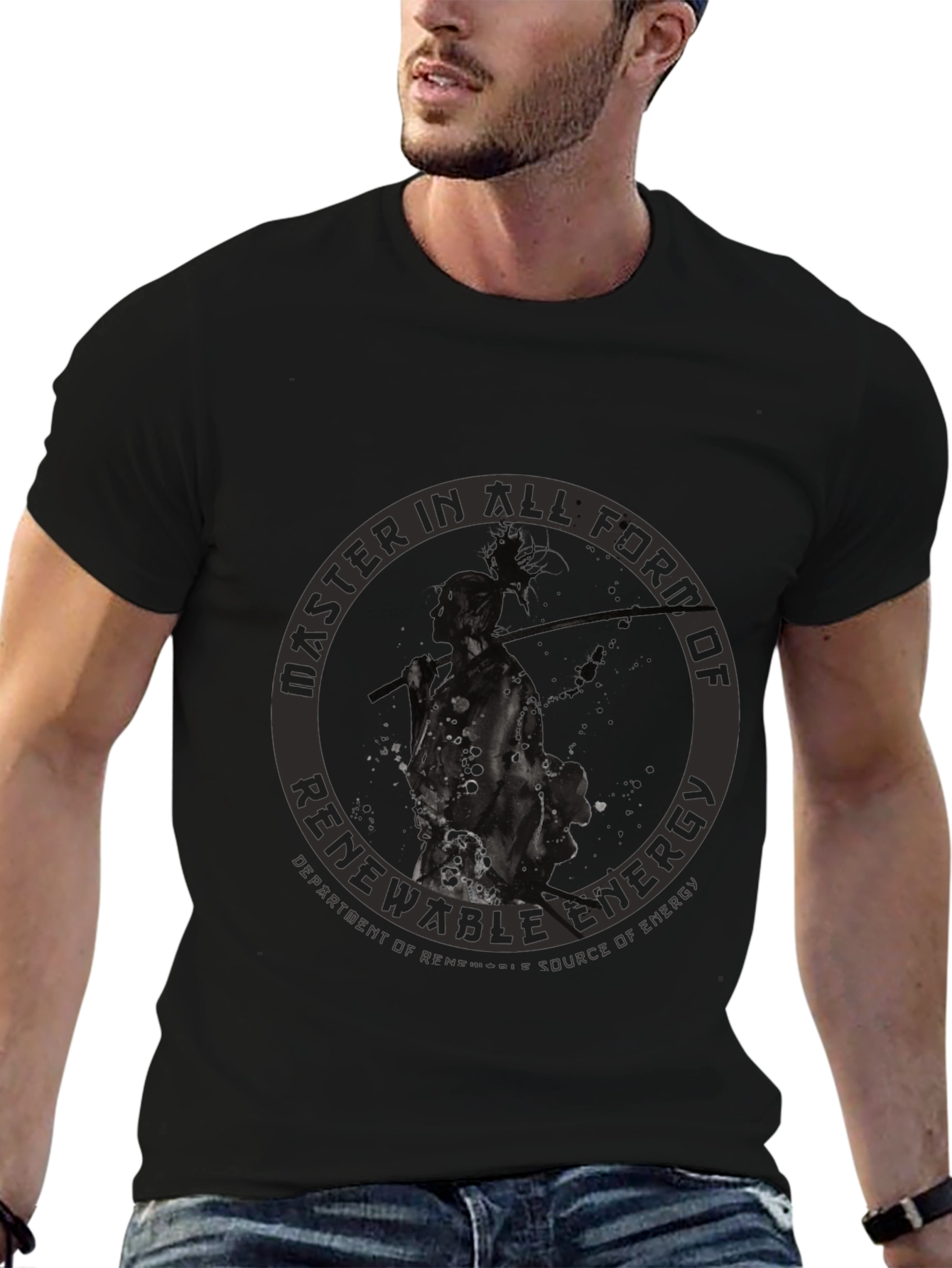 Renewable Energy Graphic Print Black T-Shirt