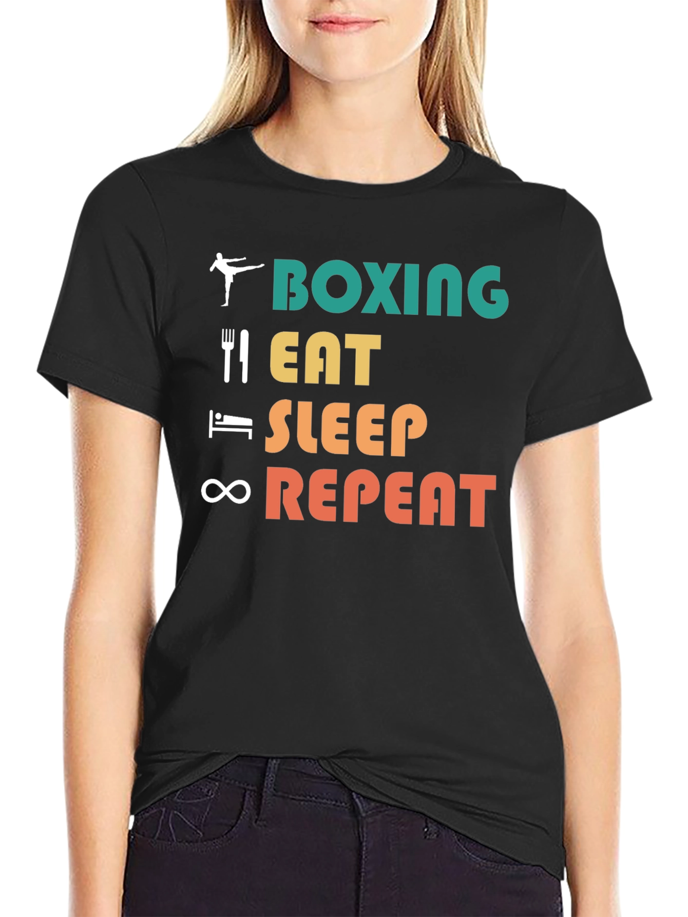 Boxing Eat Sleep Repeat Graphic Tee