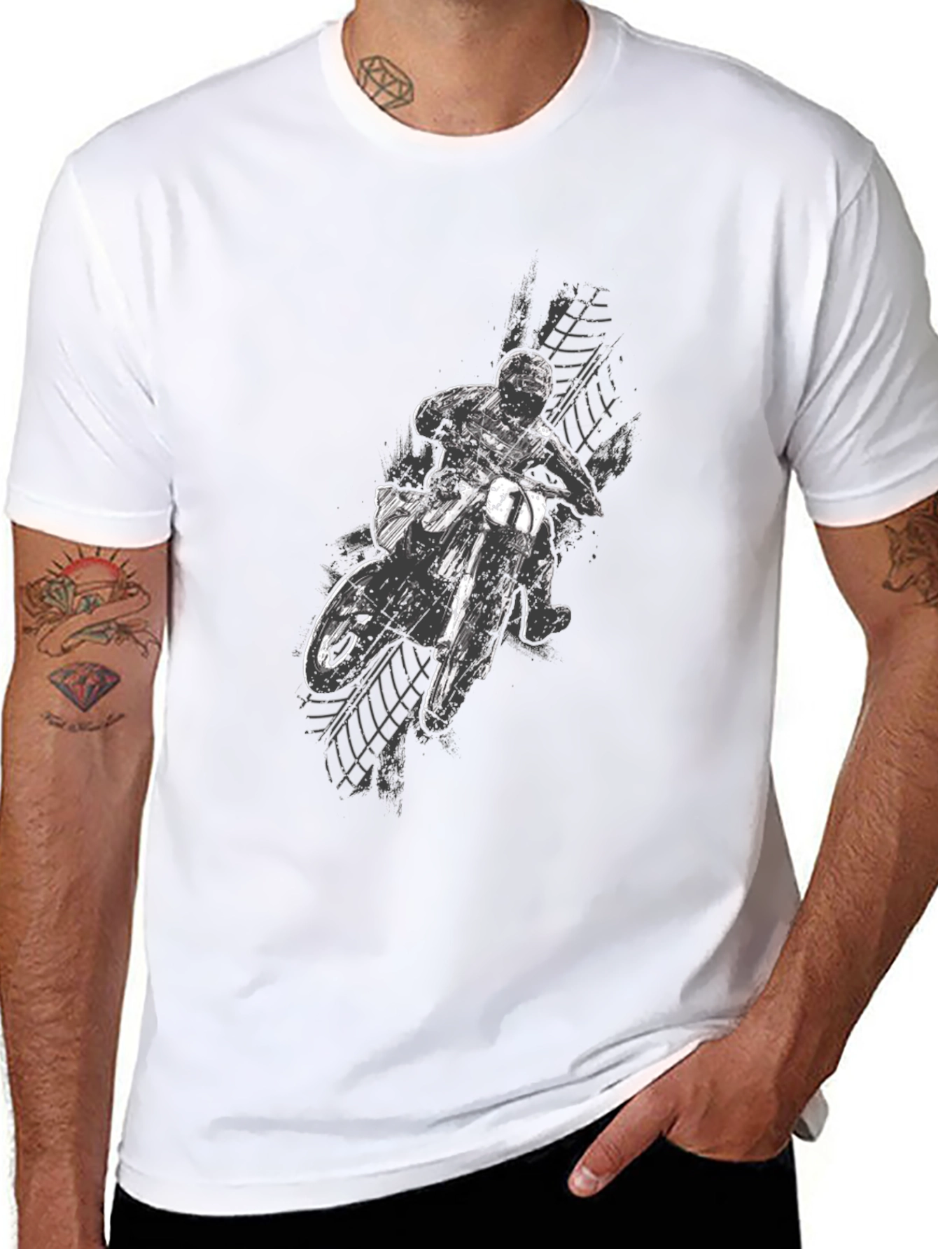 Dirt Bike Rider Graphic Black T-Shirt
