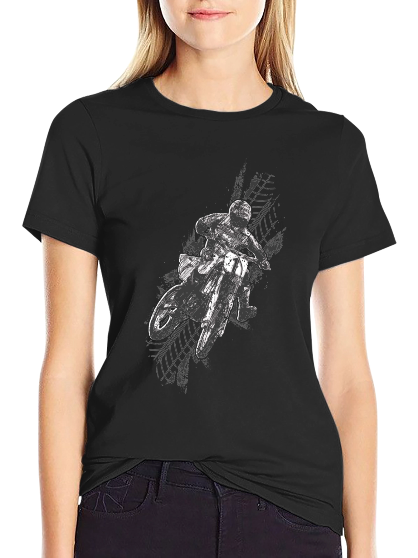 Dirt Bike Rider Graphic Black T-Shirt