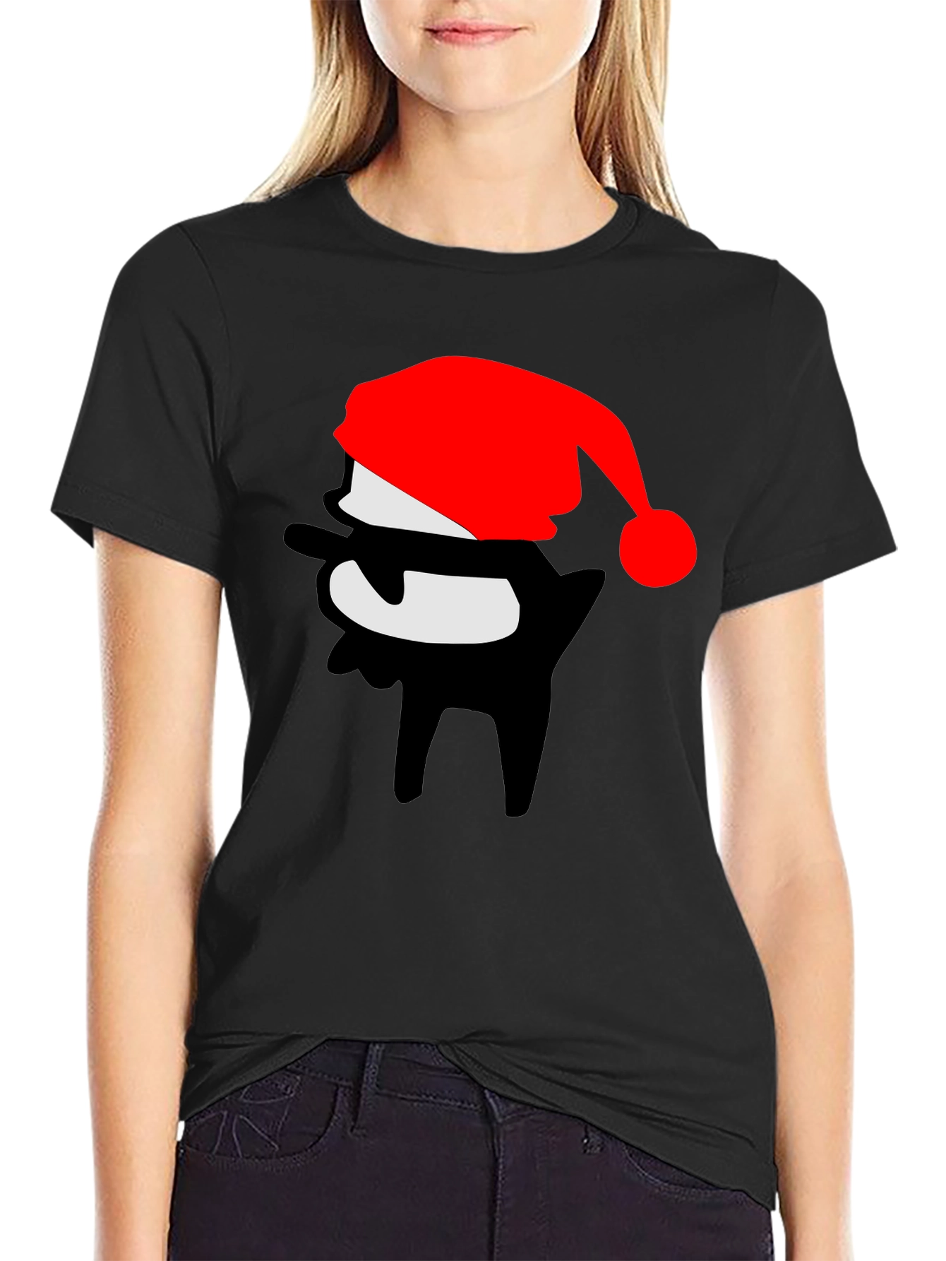 Festive Dab Santa T-Shirt - Black Crew Neck