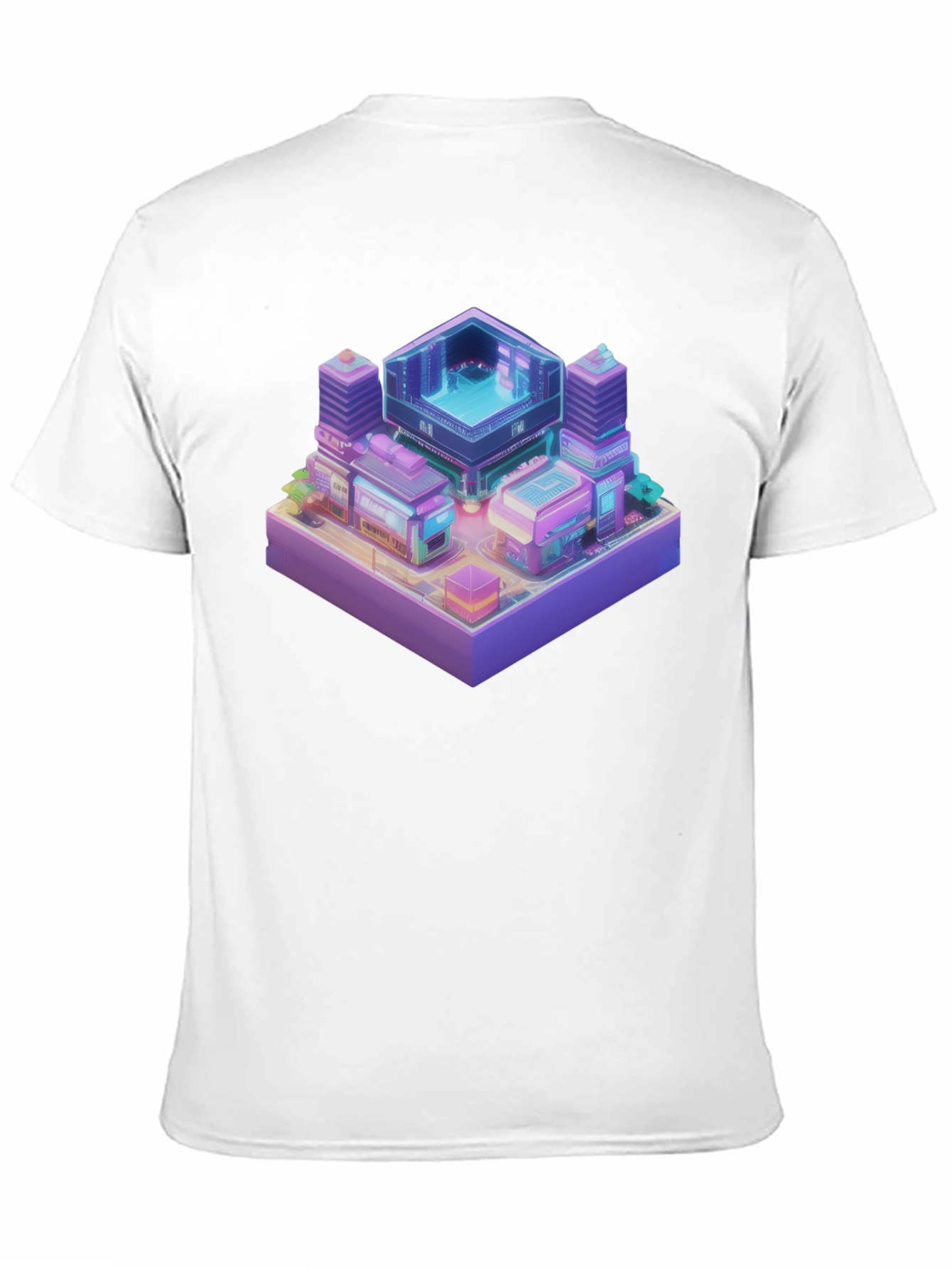 Isometric Cyberpunk Cityscape Black T-Shirt