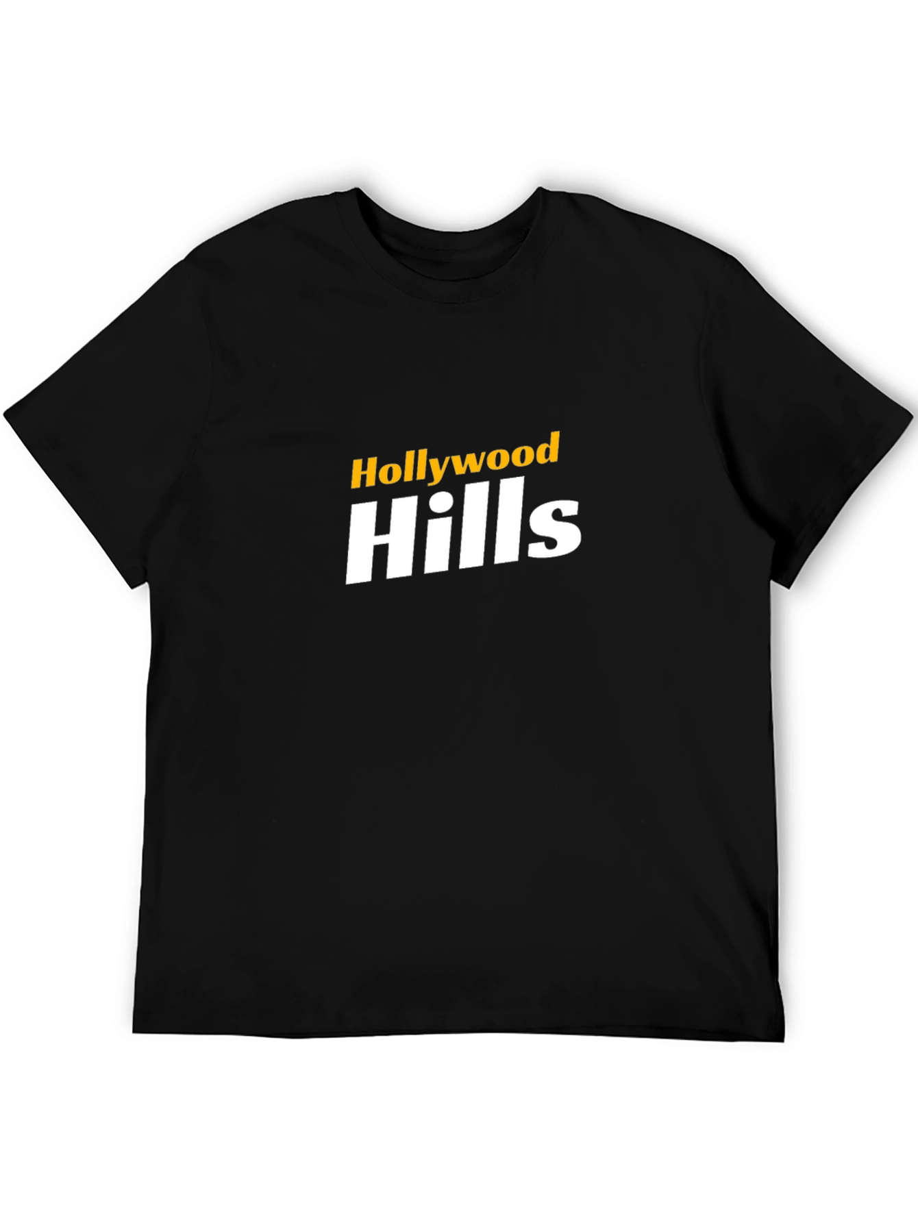Hollywood Hills Graphic Tee - Black Cotton Blend T-Shirt