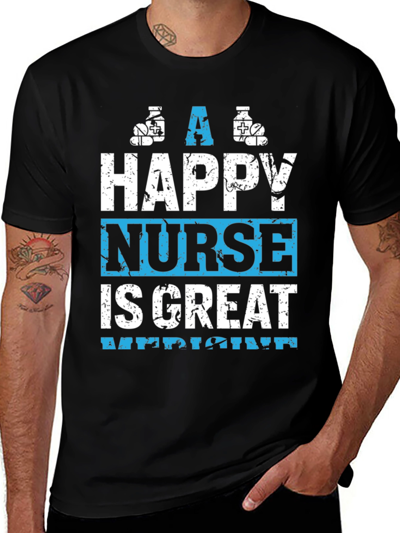 Happy Nurse Great Medicine Graphic T-Shirt
