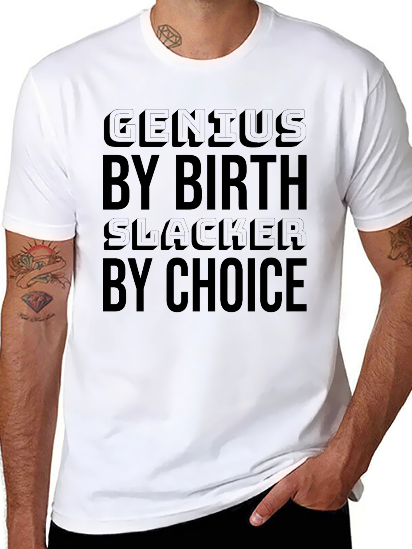 Genius By Birth Slacker By Choice Black Graphic Tee