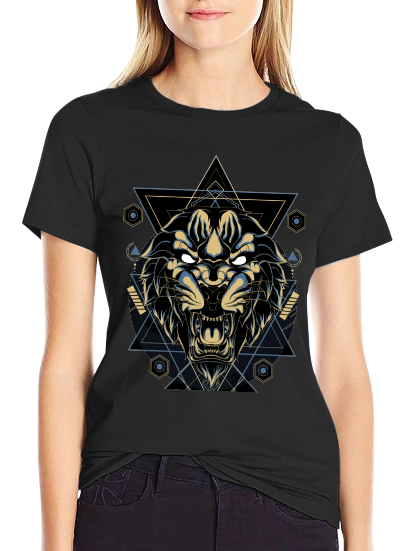 Geometric Lion Graphic Tee - Cool & Stylish