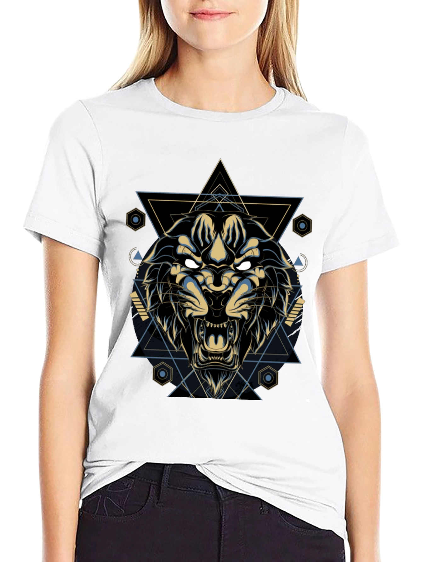 Geometric Lion Graphic Tee - Cool & Stylish