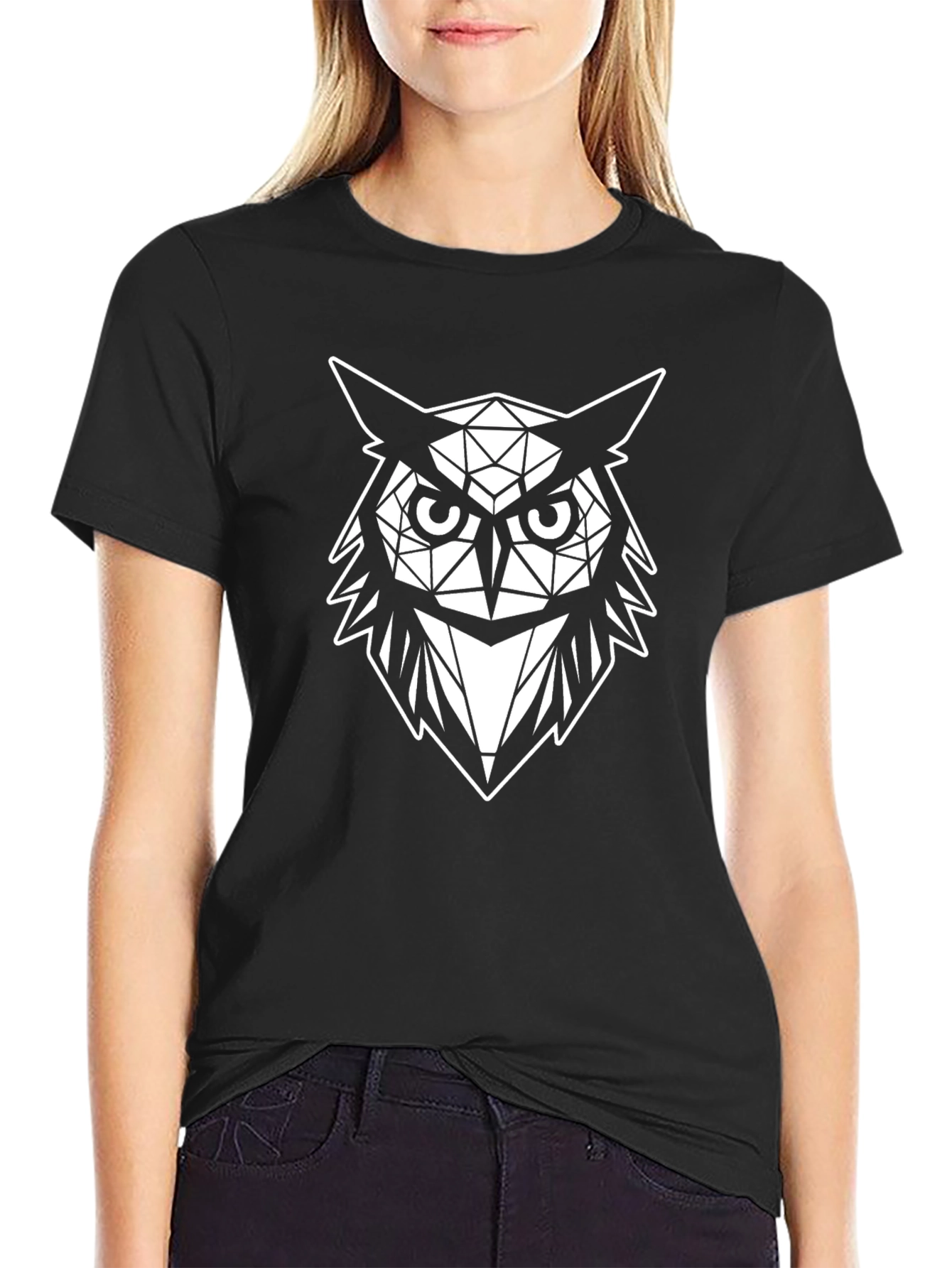 Geometric Owl Graphic Tee - Mens Black T-Shirt