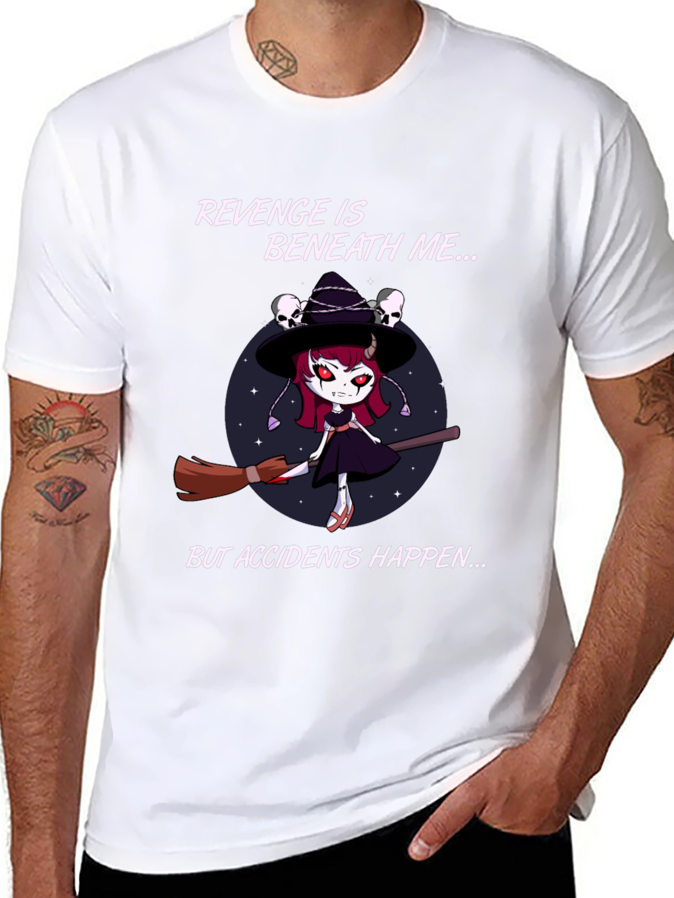 Revenge Witch T-Shirt: Accidents Happen - Black Cotton Tee