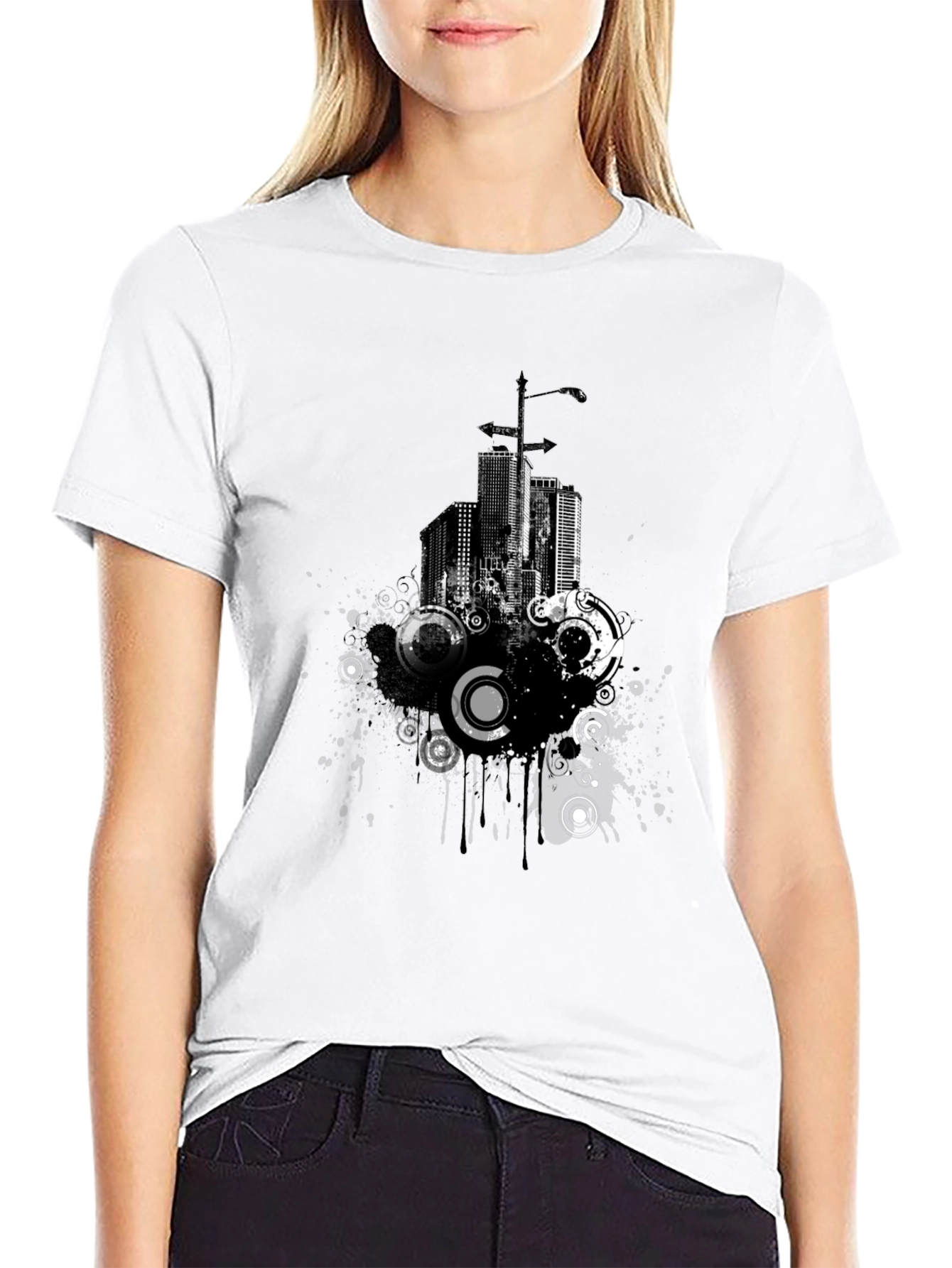 Urban Pulse Graphic Tee - Modern Cityscape Design
