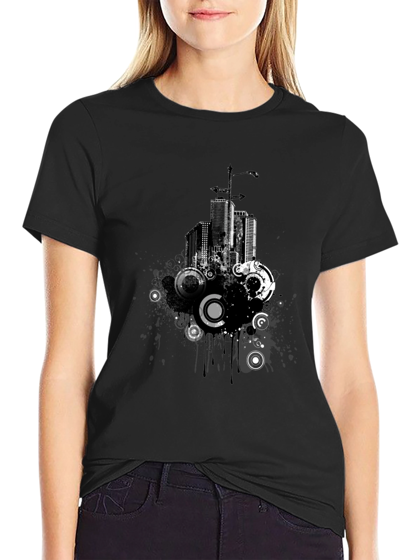 Urban Pulse Graphic Tee - Modern Cityscape Design