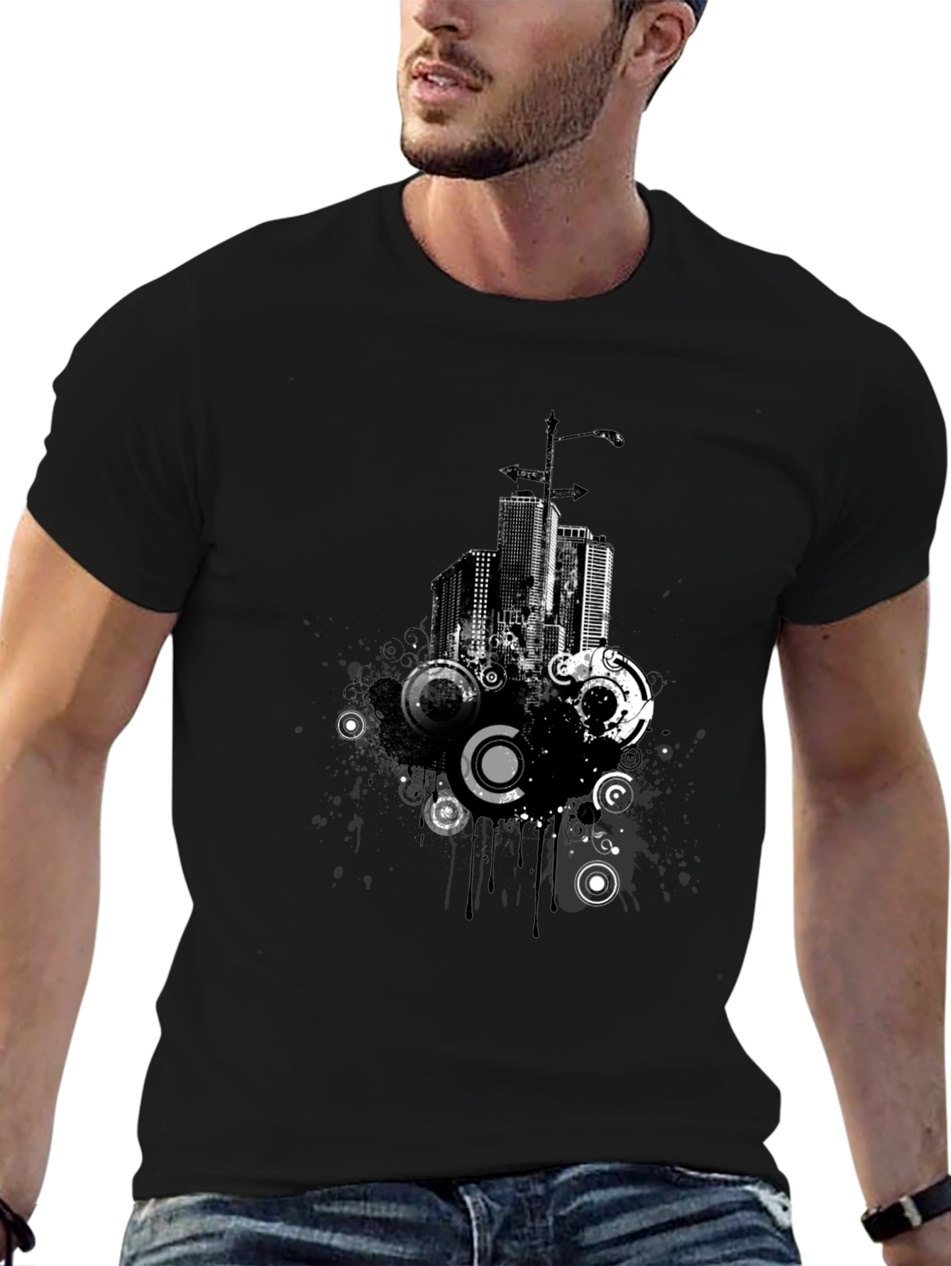 Urban Pulse Graphic Tee - Modern Cityscape Design