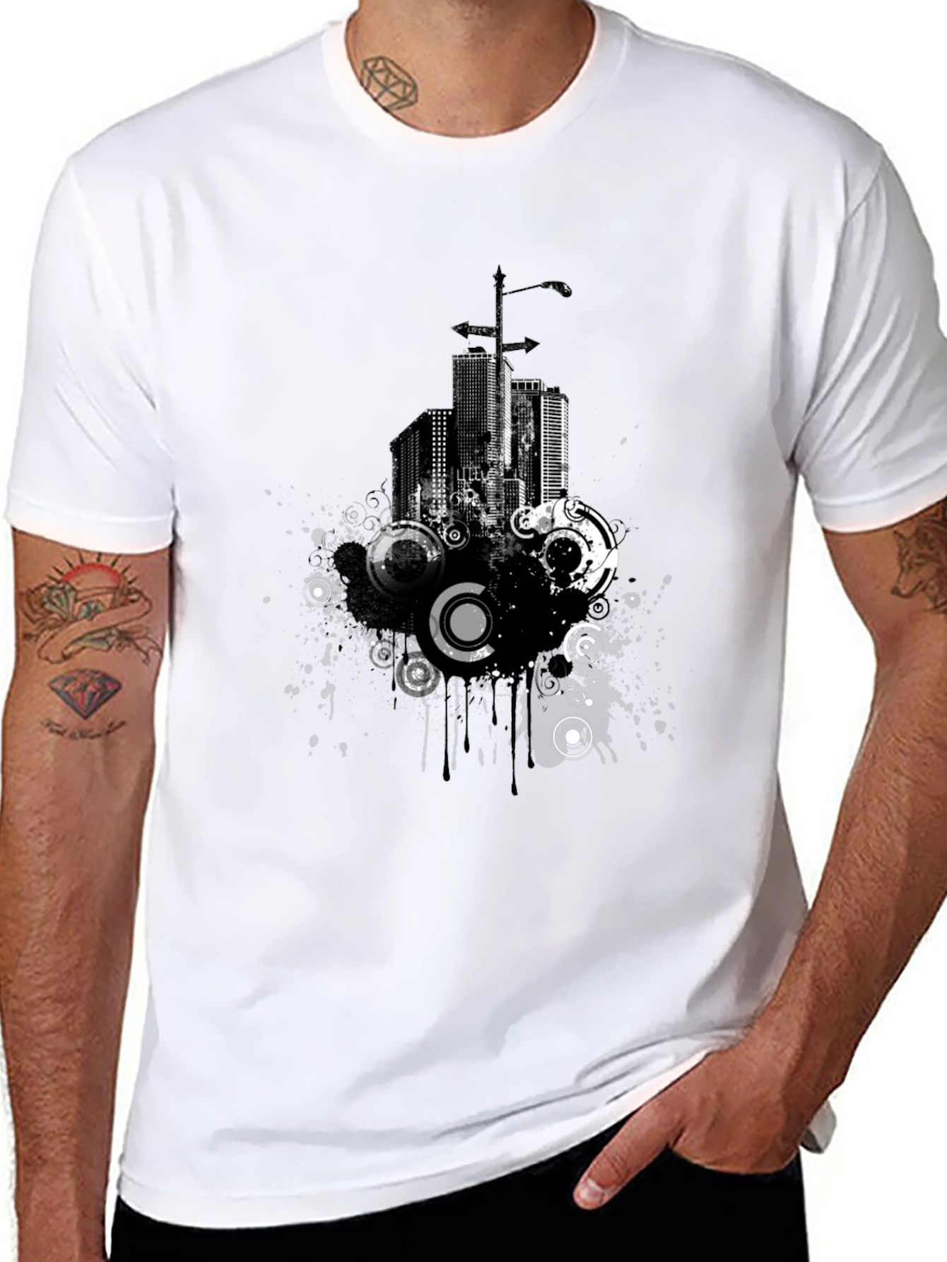 Urban Pulse Graphic Tee - Modern Cityscape Design