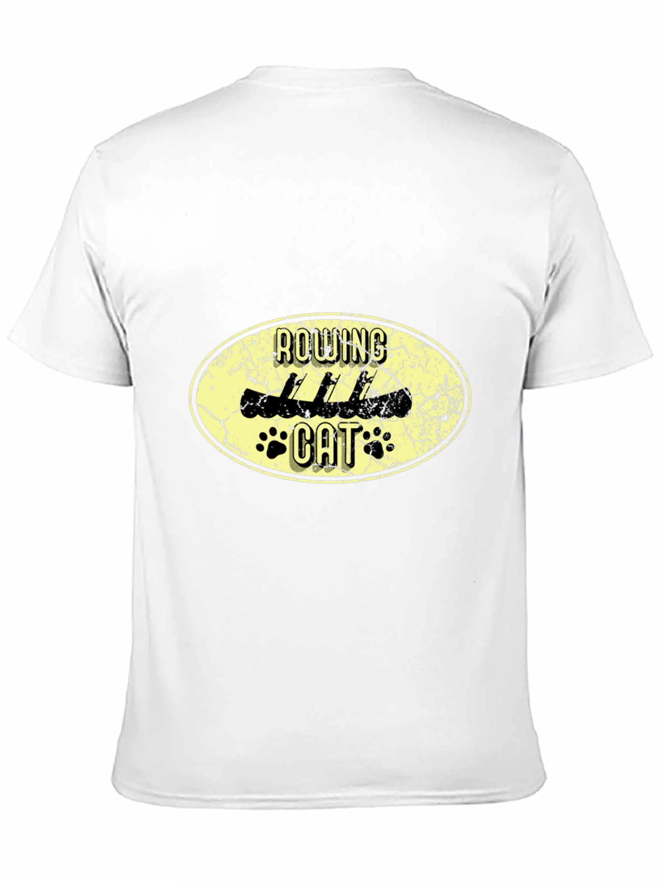 Rowing Cat Graphic Black T-Shirt