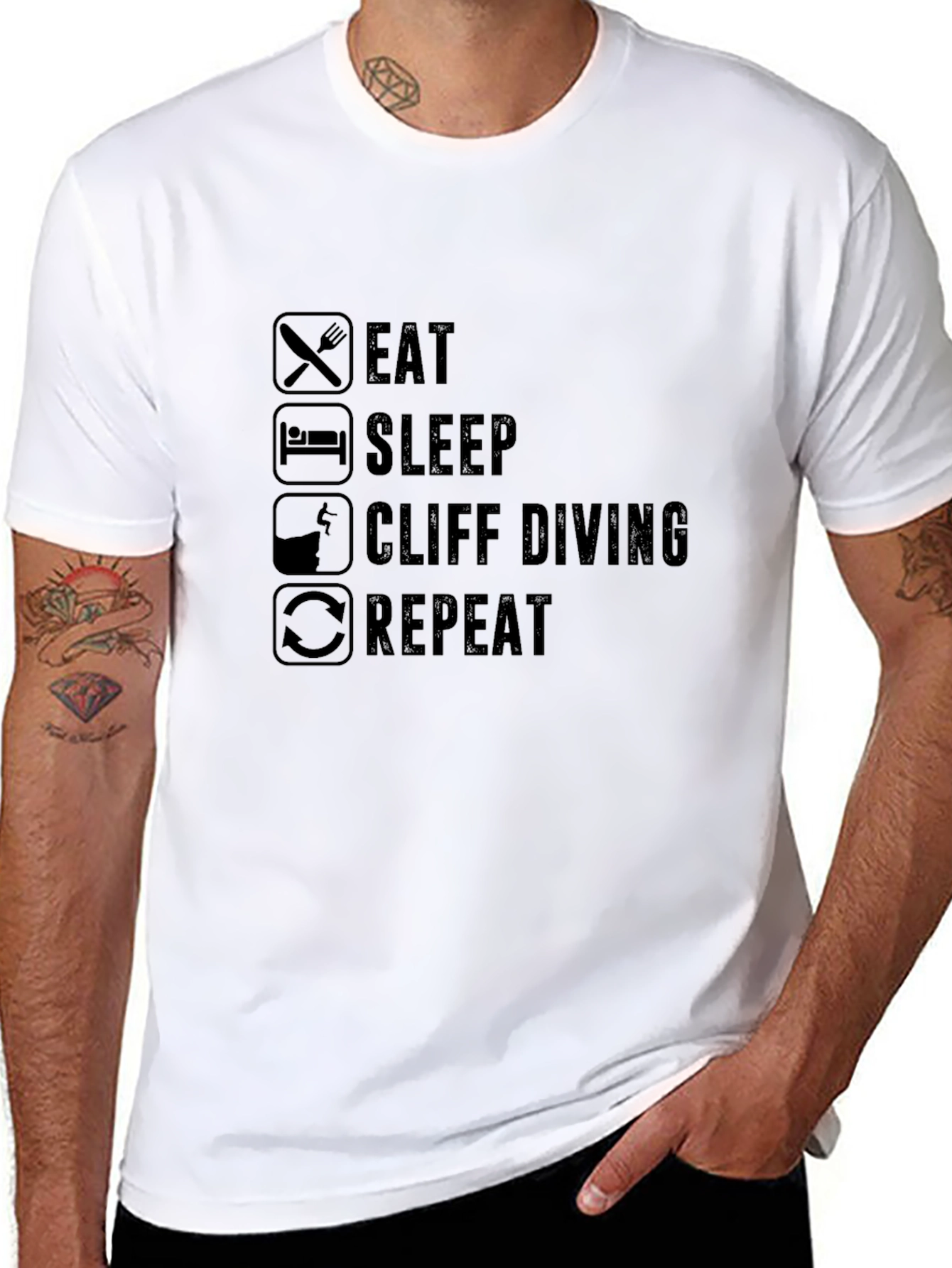 Eat Sleep Cliff Diving Repeat Graphic T-Shirt