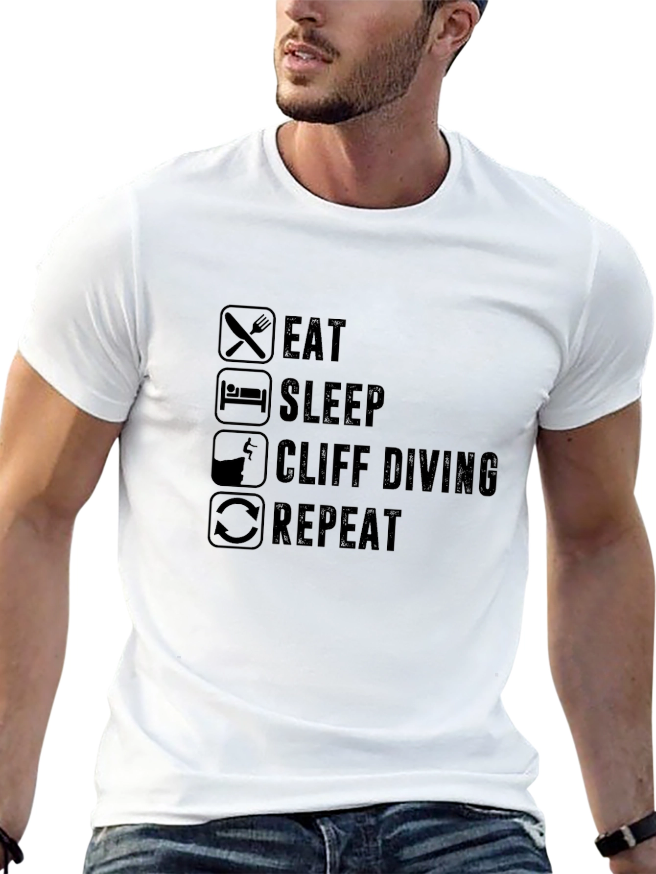Eat Sleep Cliff Diving Repeat Graphic T-Shirt