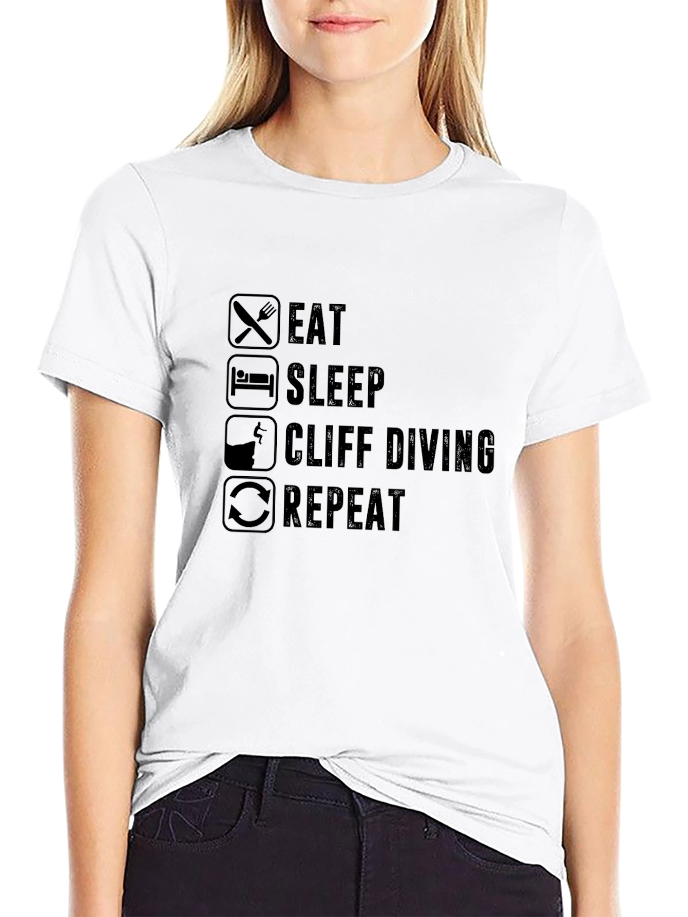 Eat Sleep Cliff Diving Repeat Graphic T-Shirt