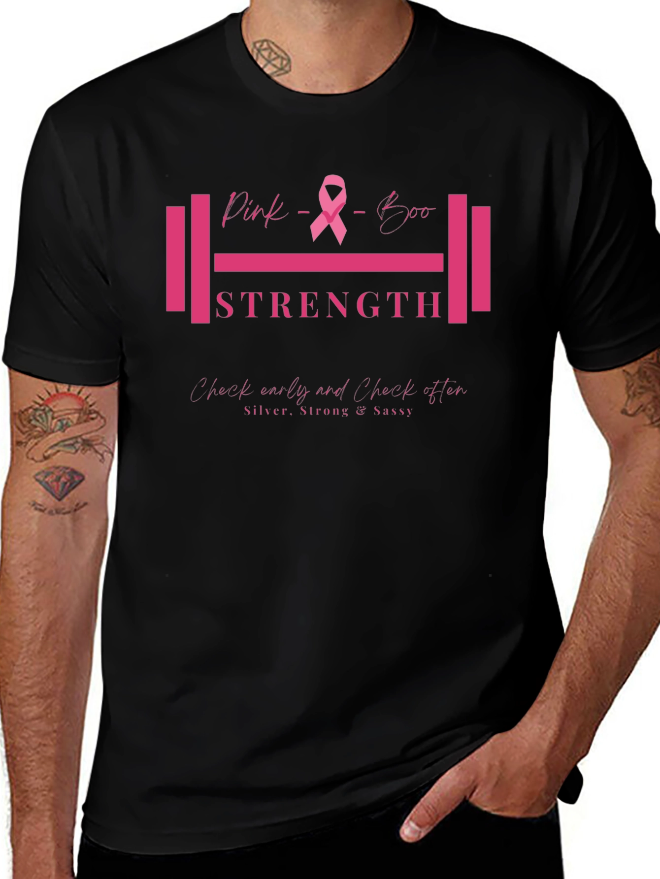Pink Boo Strength Breast Cancer Awareness T-Shirt