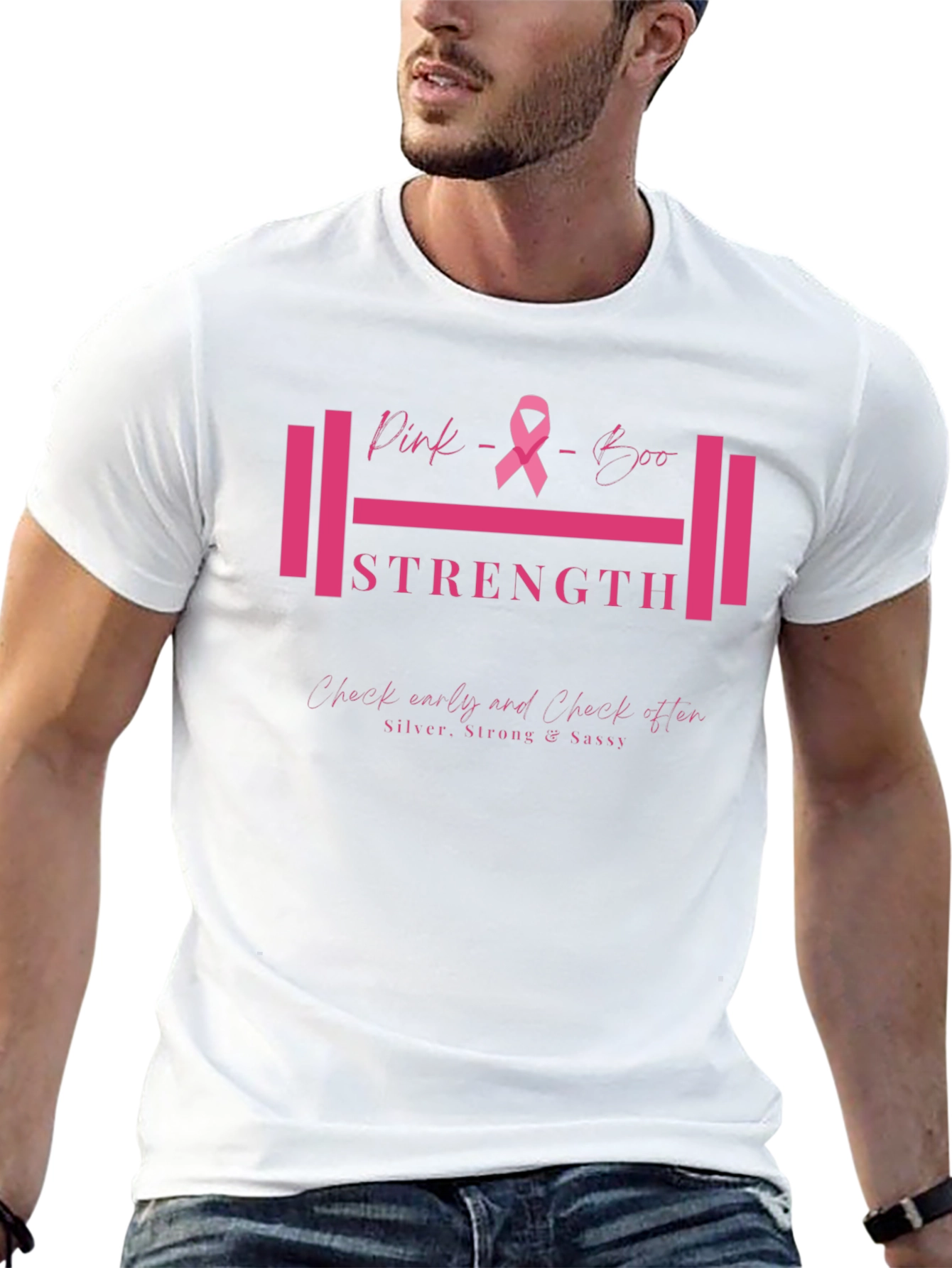 Pink Boo Strength Breast Cancer Awareness T-Shirt