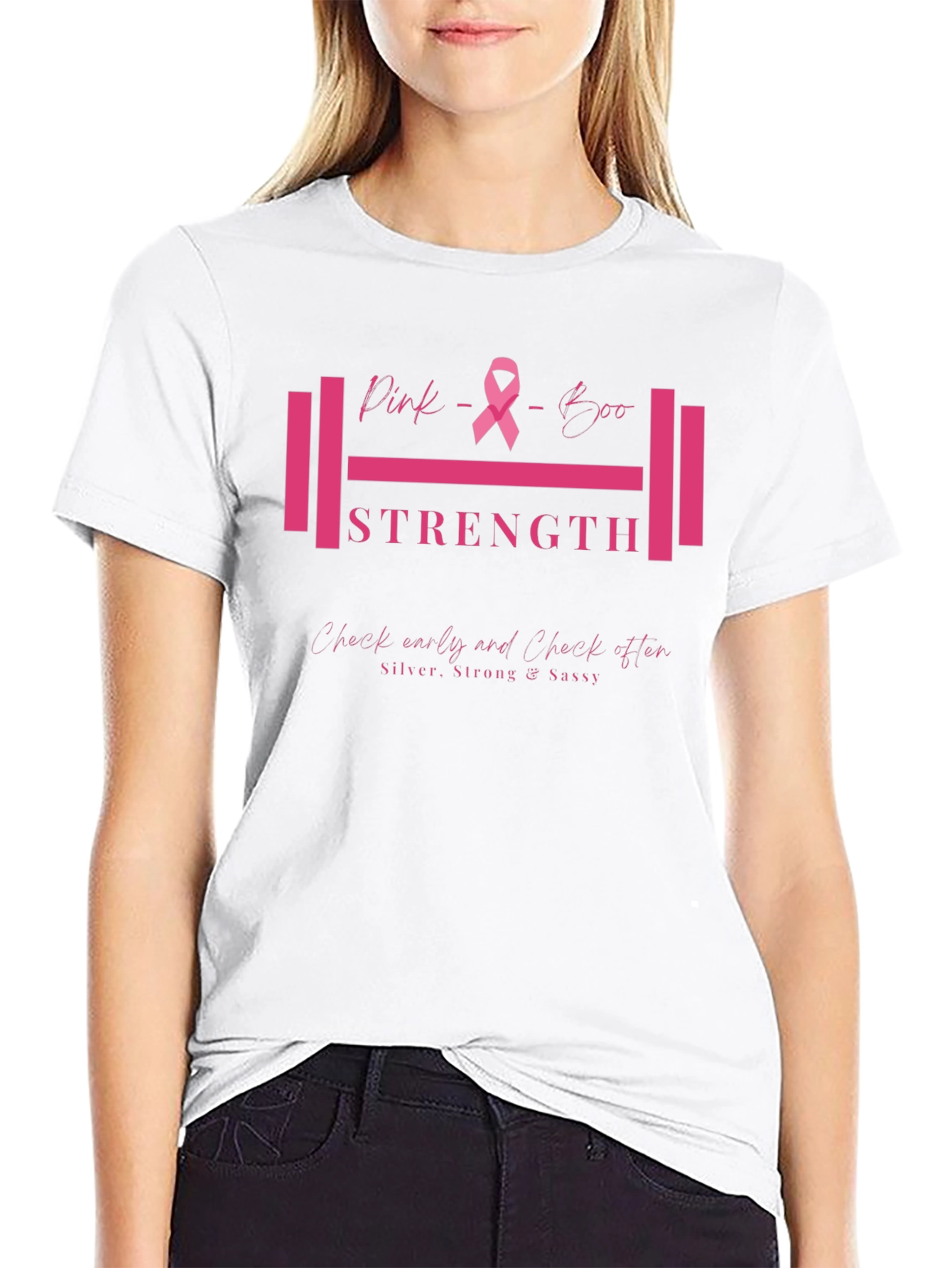 Pink Boo Strength Breast Cancer Awareness T-Shirt