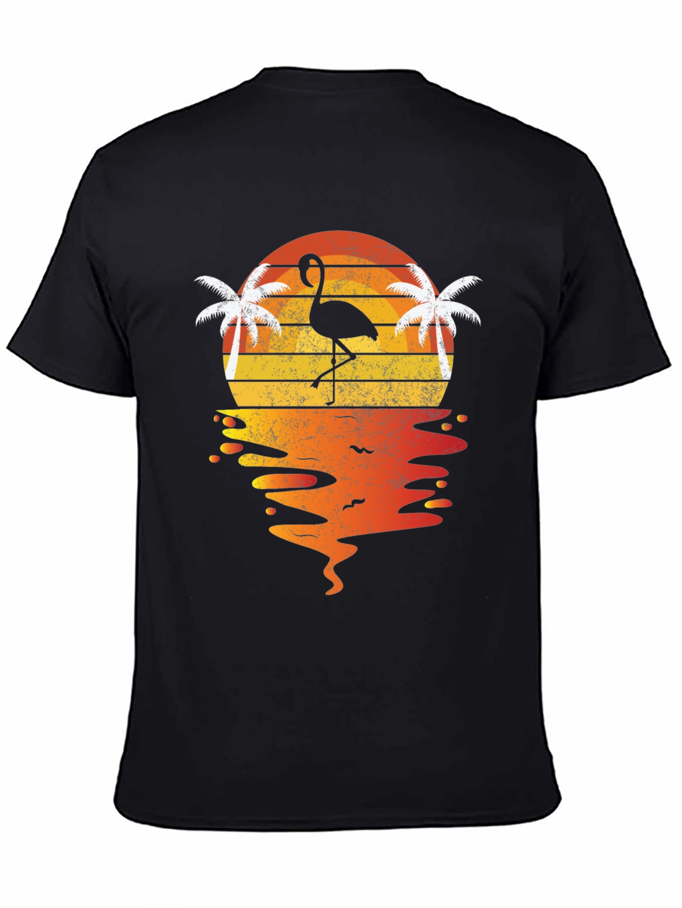 Retro Flamingo Sunset T-Shirt - Tropical Beach Vibes