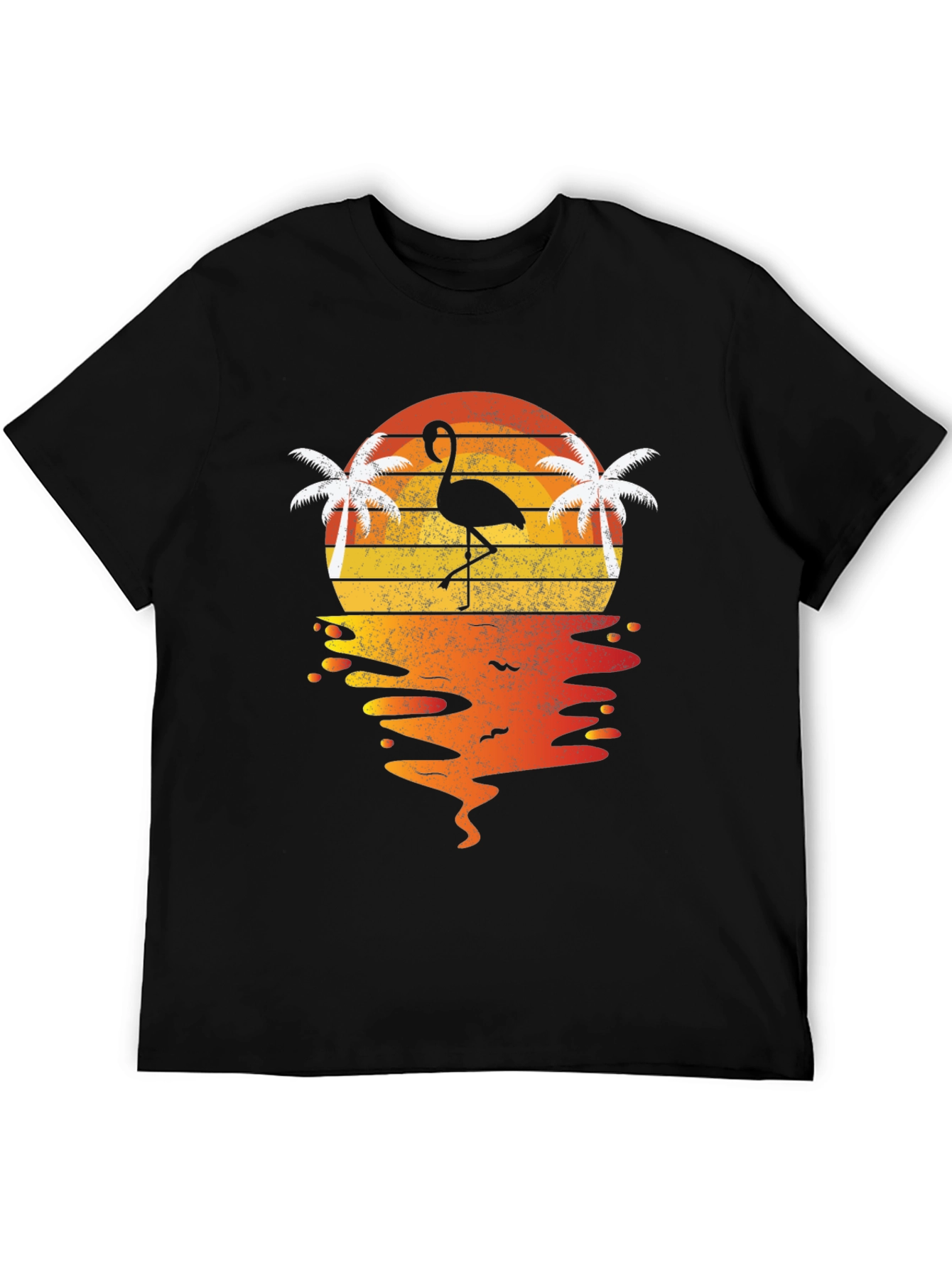 Retro Flamingo Sunset T-Shirt - Tropical Beach Vibes