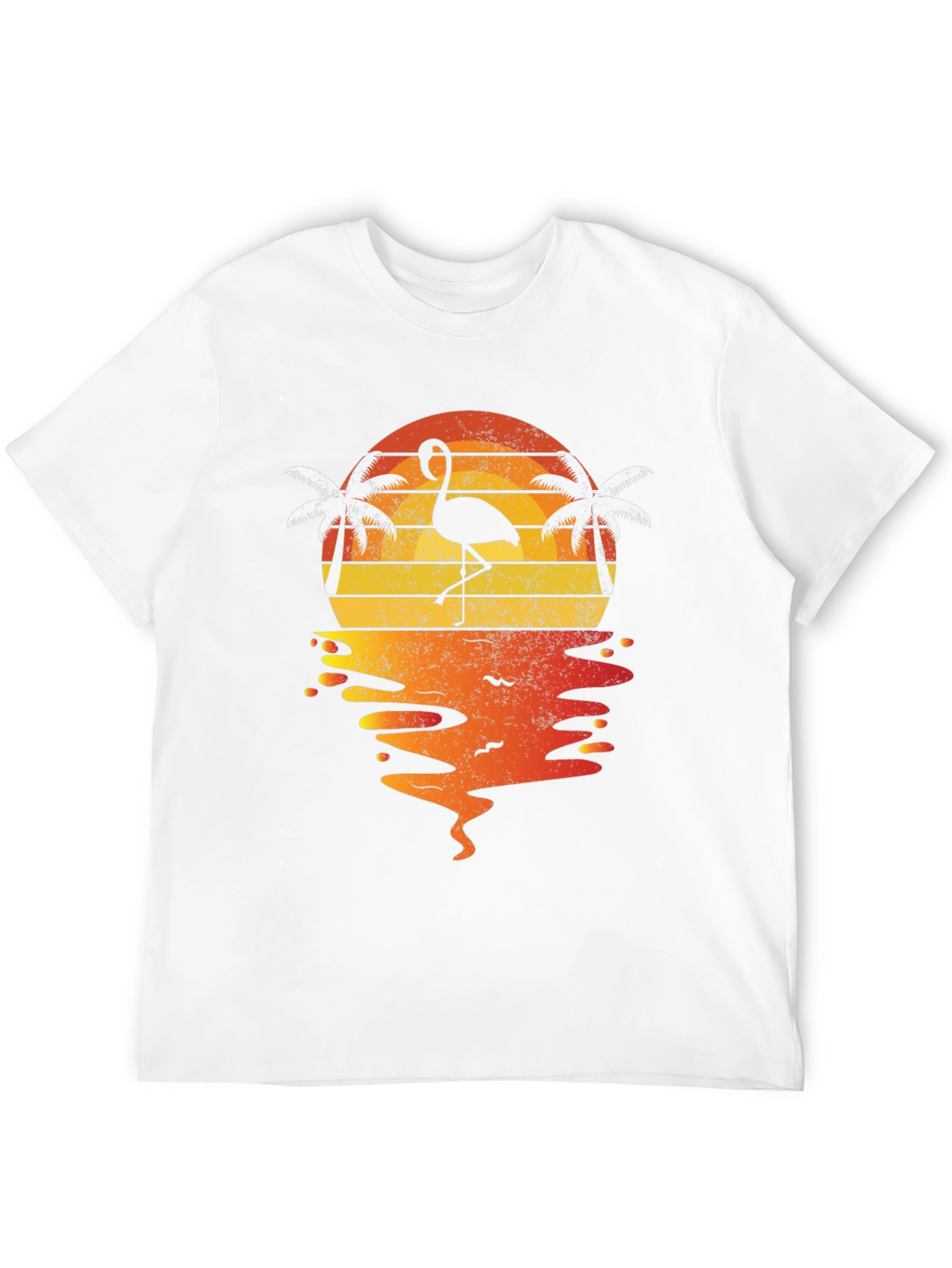 Retro Flamingo Sunset T-Shirt - Tropical Beach Vibes