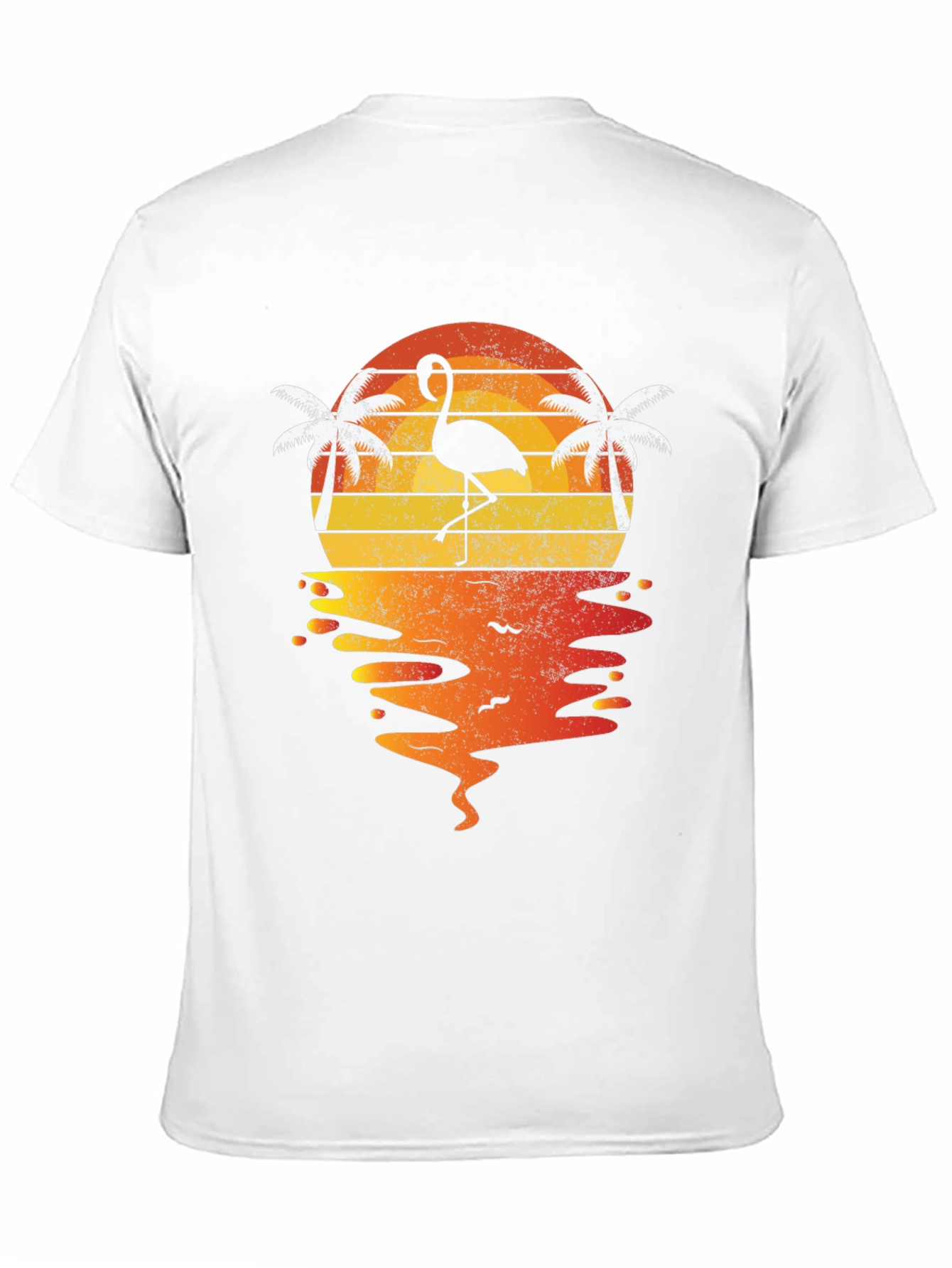 Retro Flamingo Sunset T-Shirt - Tropical Beach Vibes