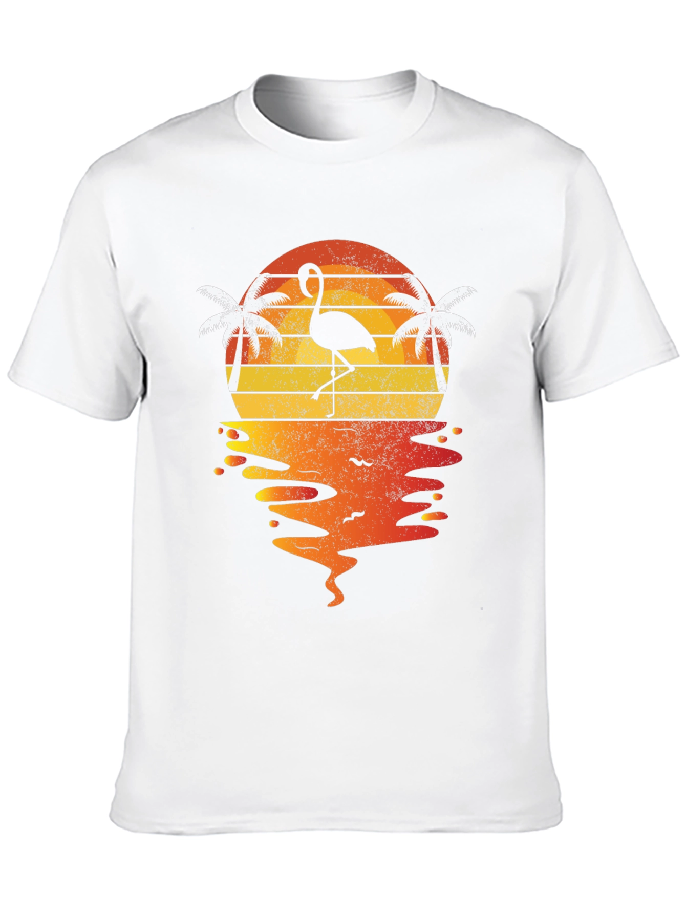Retro Flamingo Sunset T-Shirt - Tropical Beach Vibes