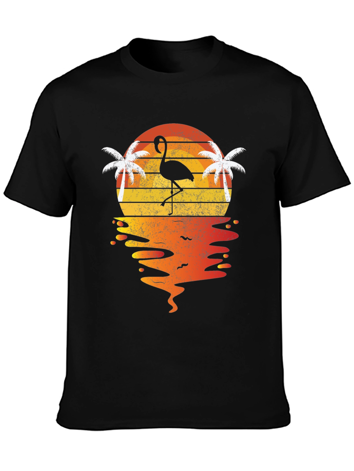 Retro Flamingo Sunset T-Shirt - Tropical Beach Vibes