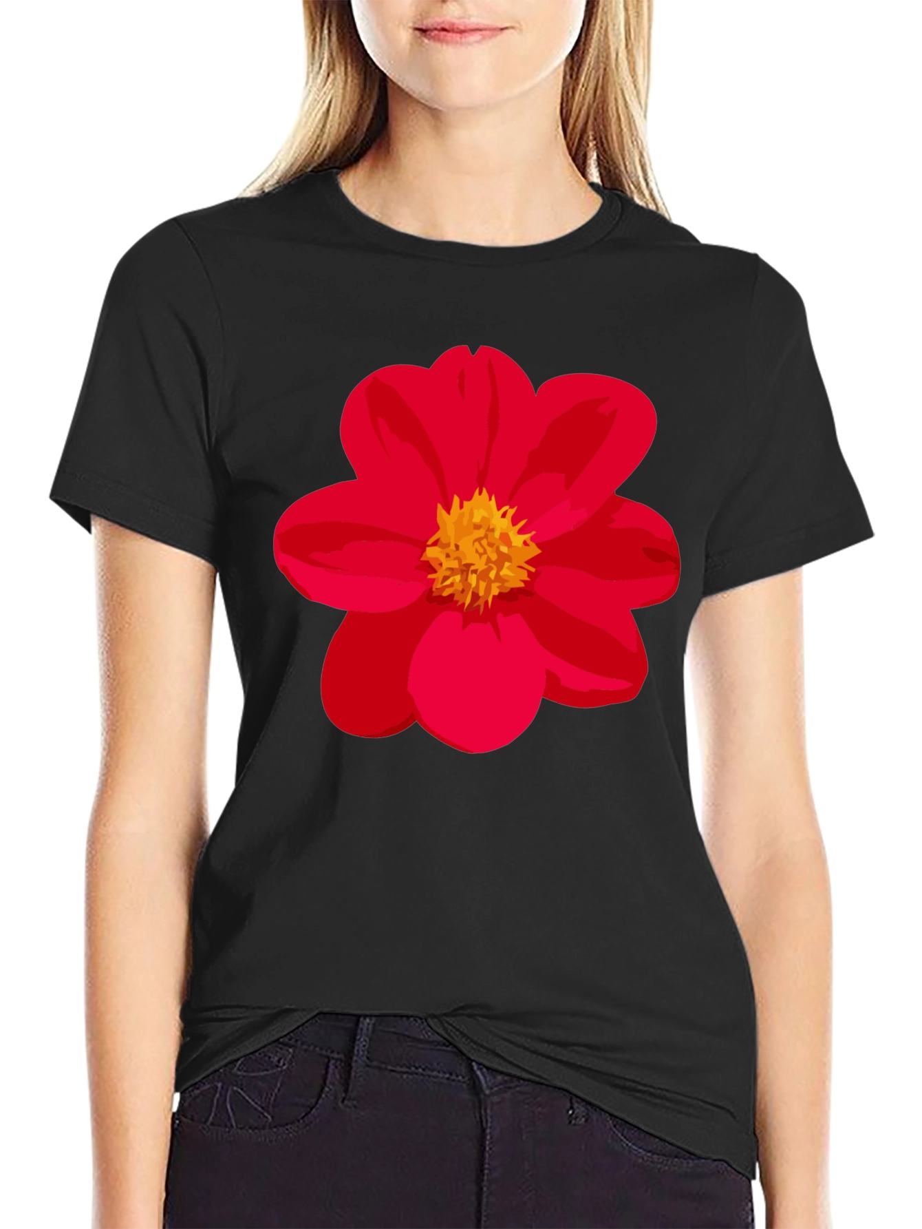 Floral Graphic Tee - Bold Red Flower Shirt