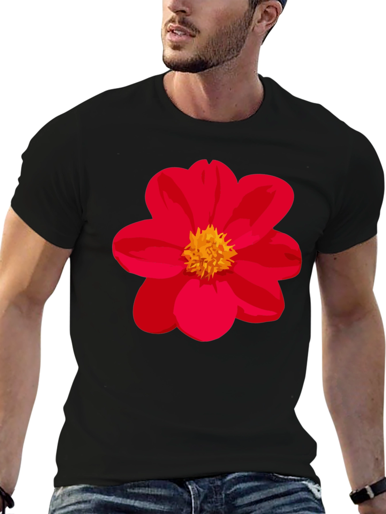 Floral Graphic Tee - Bold Red Flower Shirt