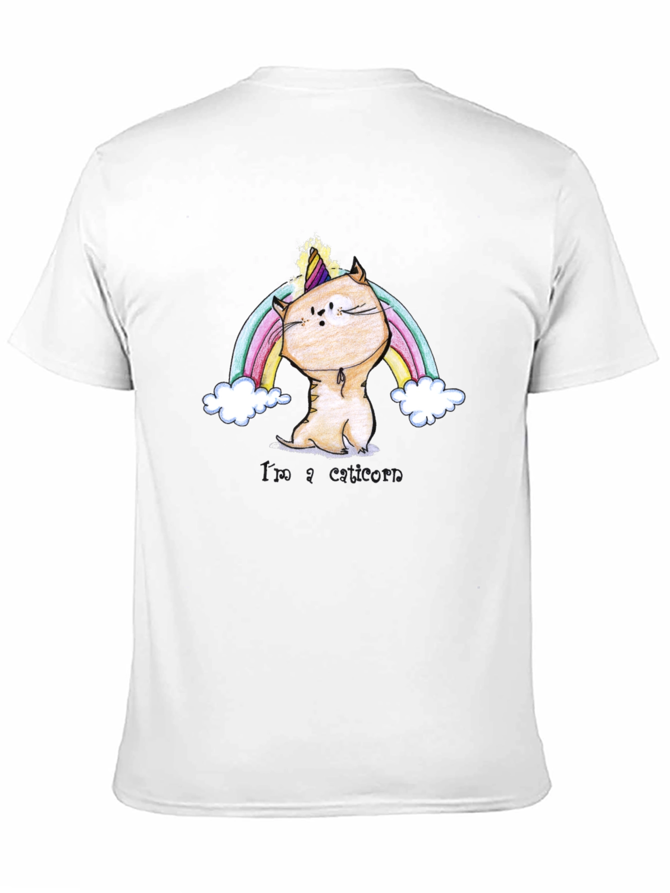 Cute Cat Unicorn Black T-Shirt