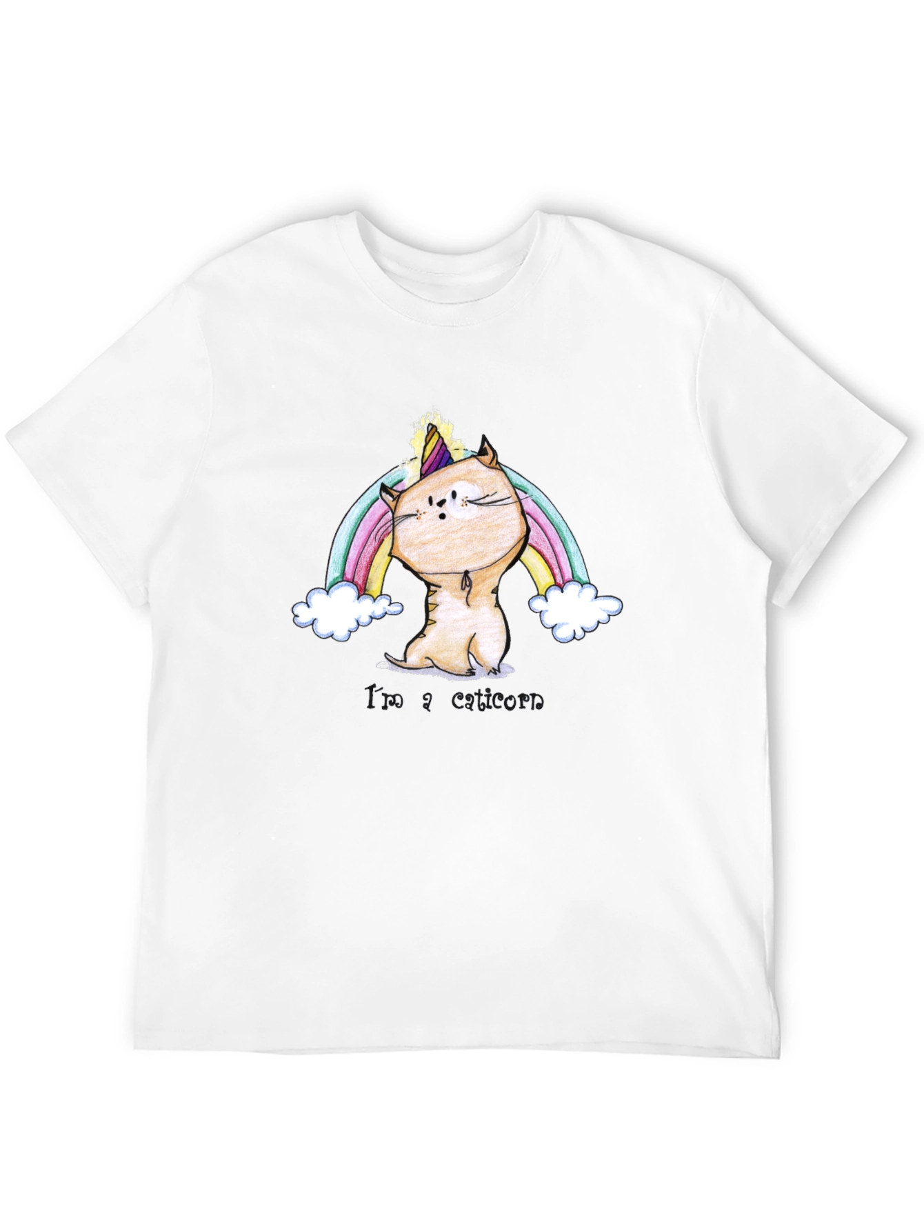 Cute Cat Unicorn Black T-Shirt