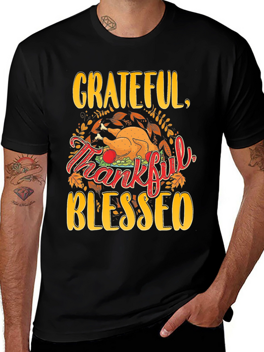 Grateful Thankful Blessed Thanksgiving T-Shirt