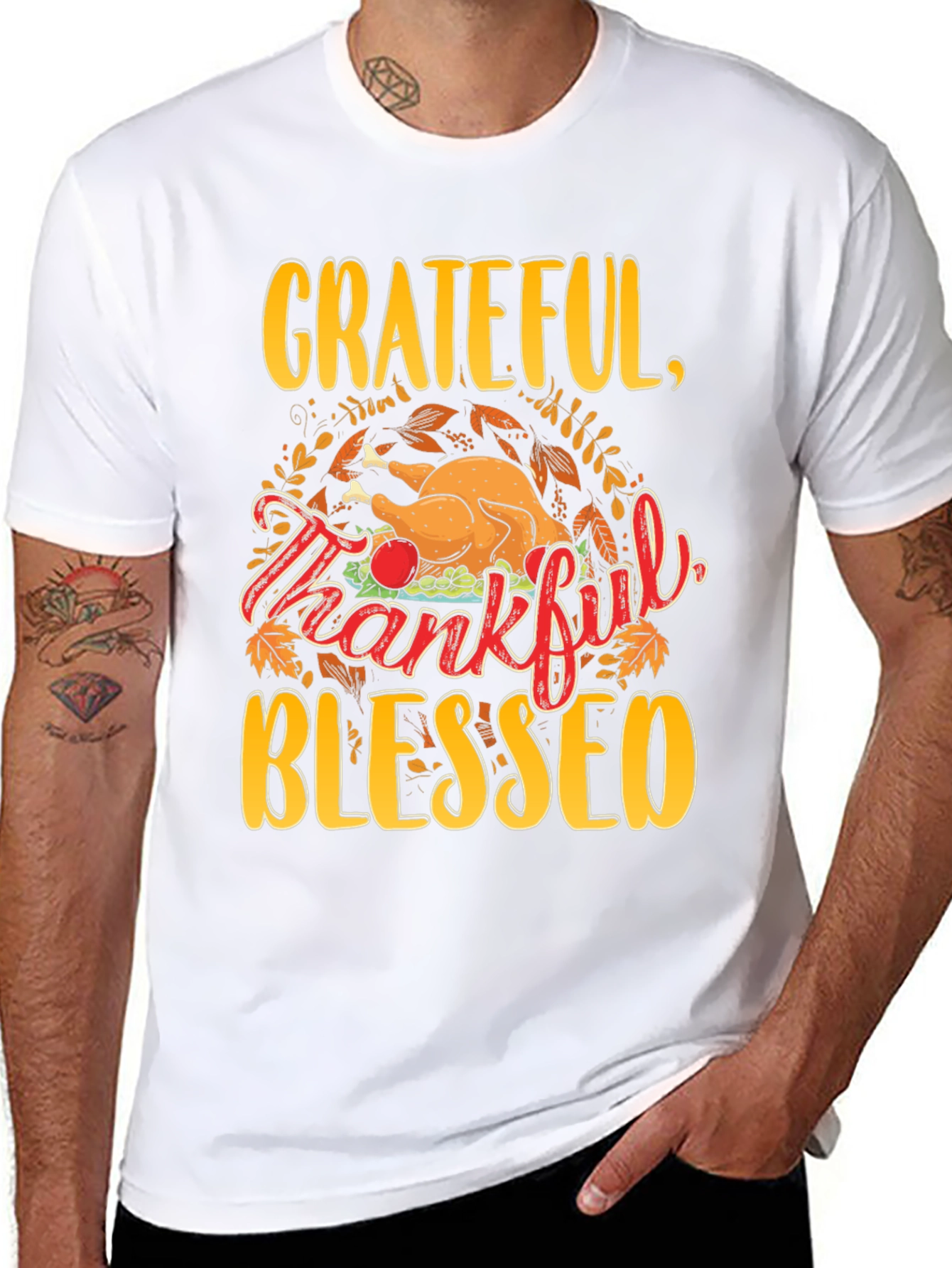 Grateful Thankful Blessed Thanksgiving T-Shirt