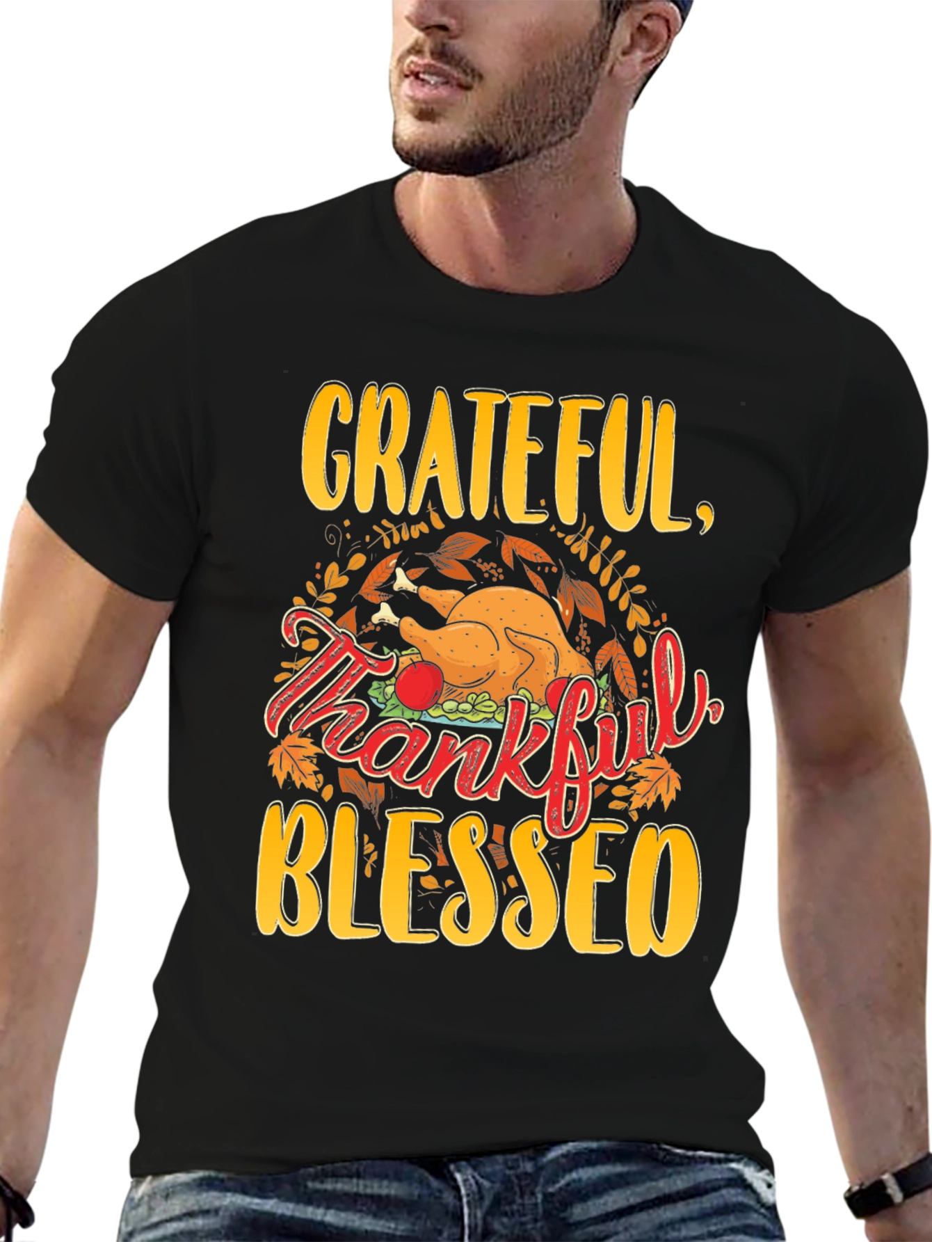 Grateful Thankful Blessed Thanksgiving T-Shirt
