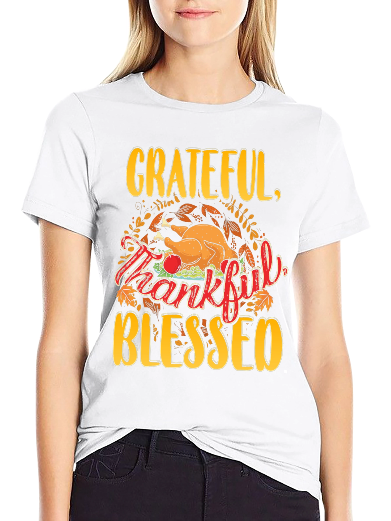 Grateful Thankful Blessed Thanksgiving T-Shirt