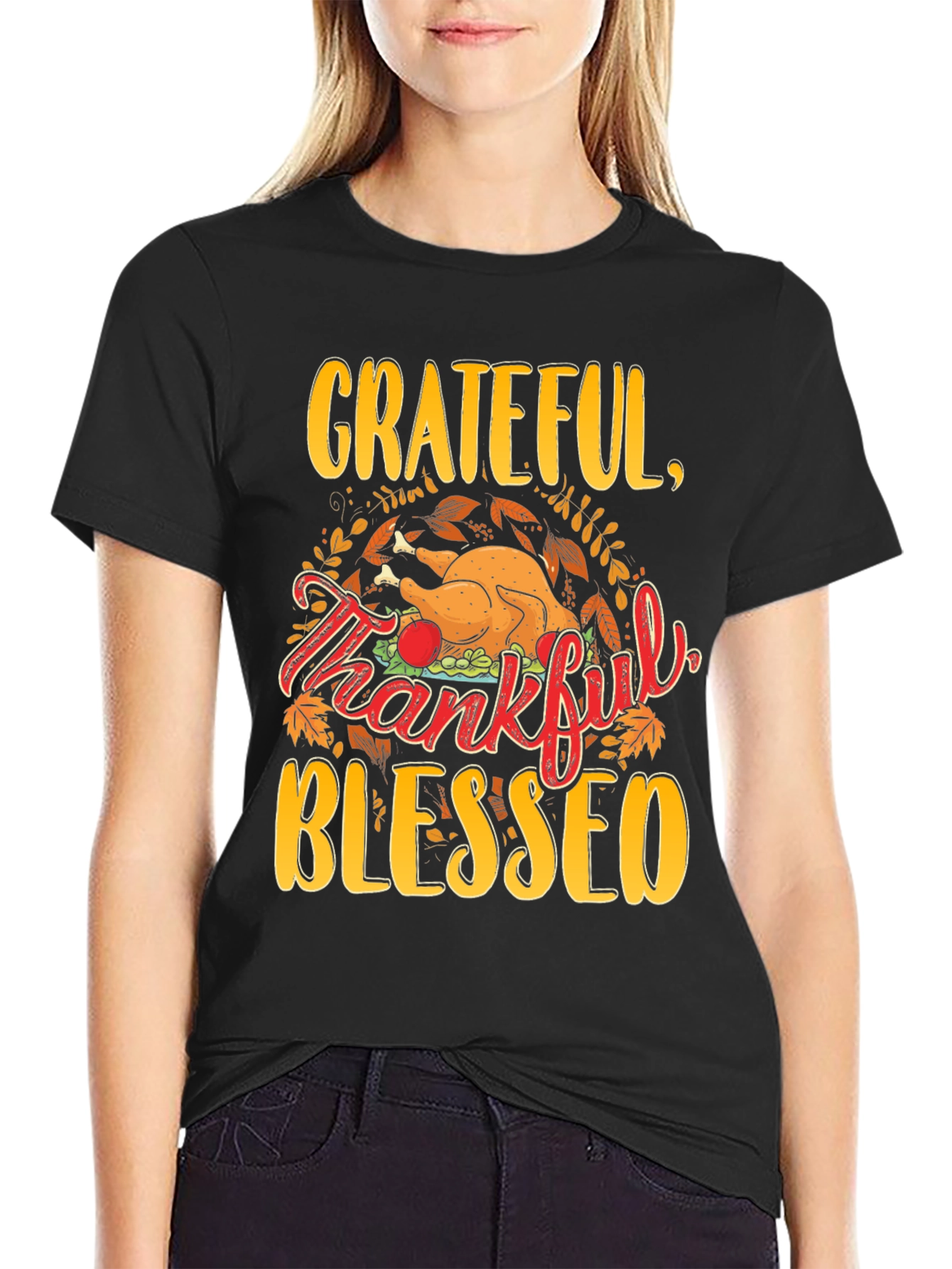 Grateful Thankful Blessed Thanksgiving T-Shirt