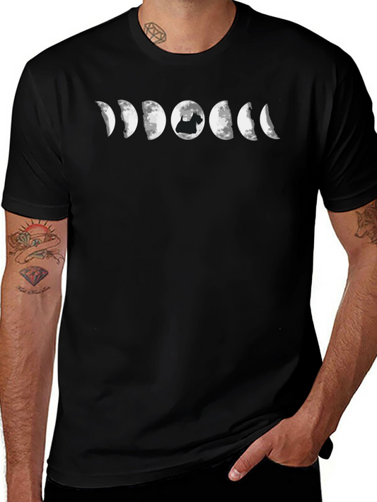 Moon Phase Dog T-Shirt - Black