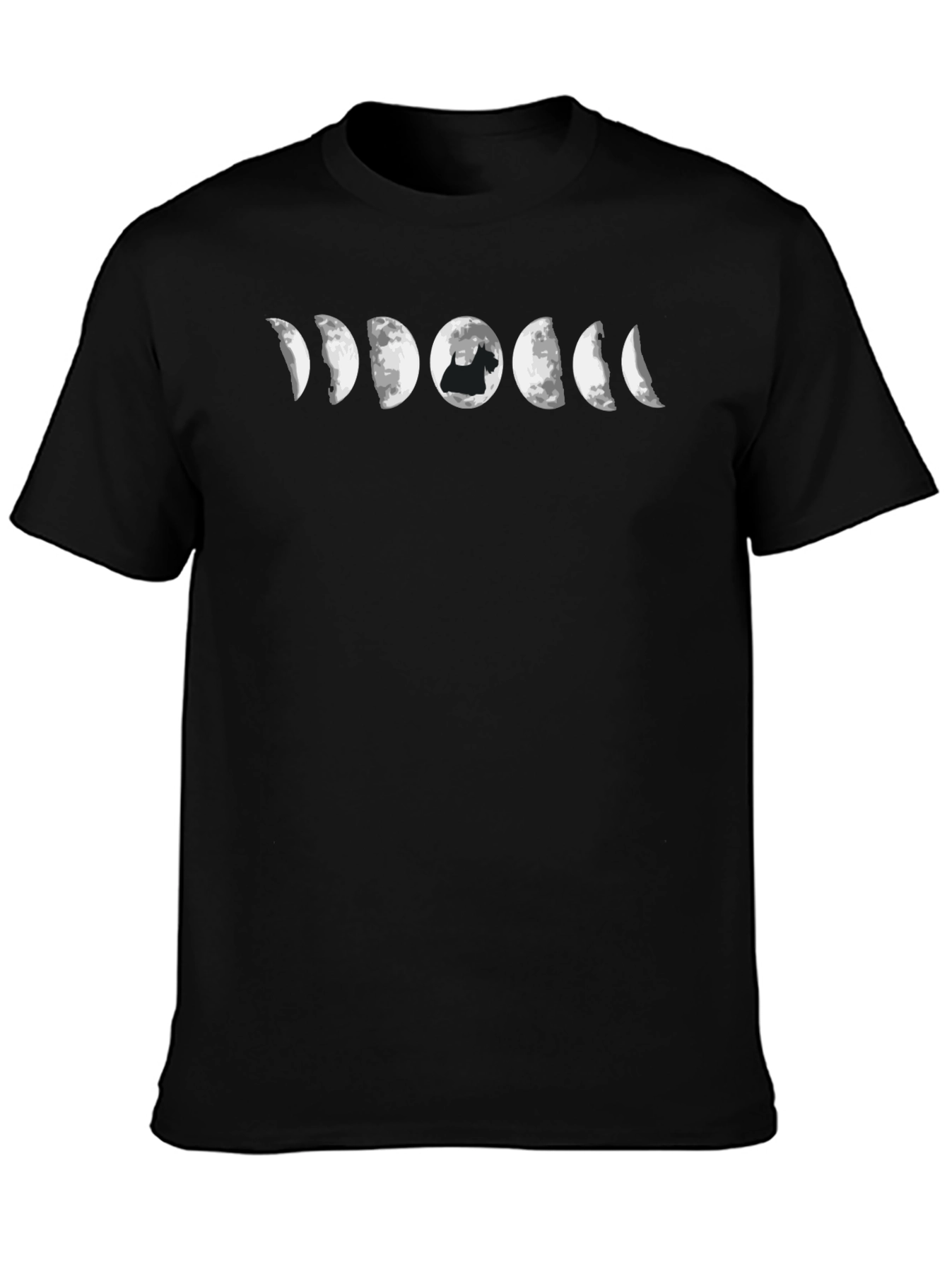 Moon Phase Dog T-Shirt - Black