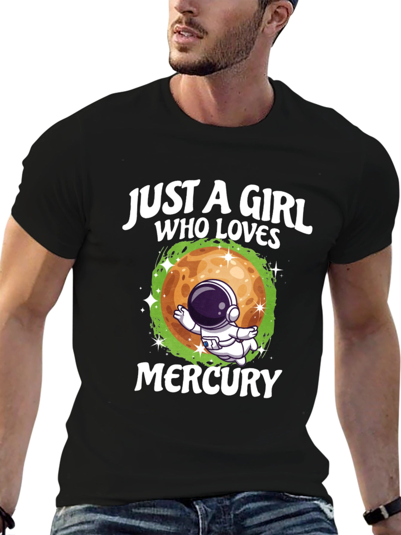 Just a Girl Who Loves Mercury Black T-Shirt