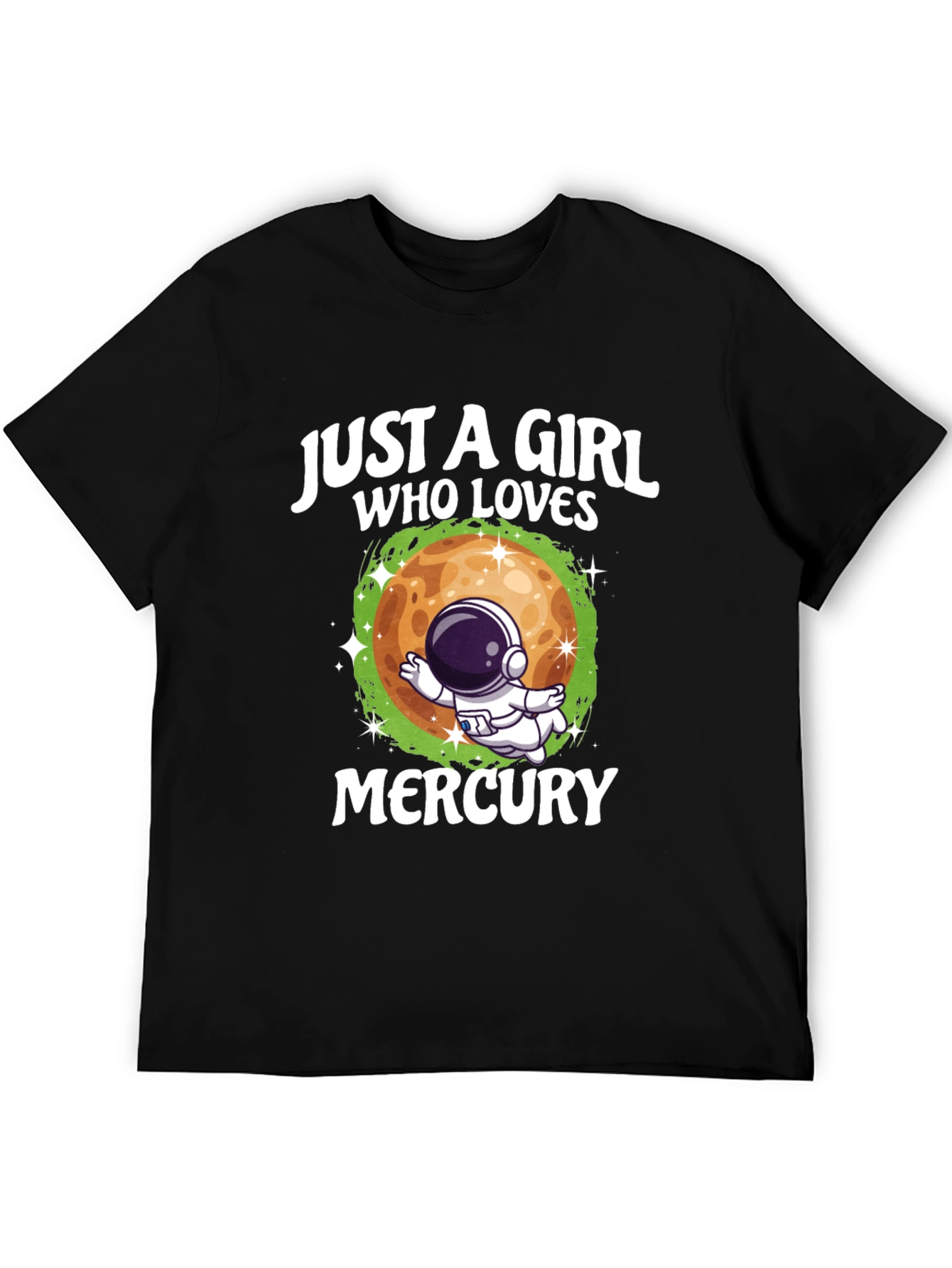 Just a Girl Who Loves Mercury Black T-Shirt