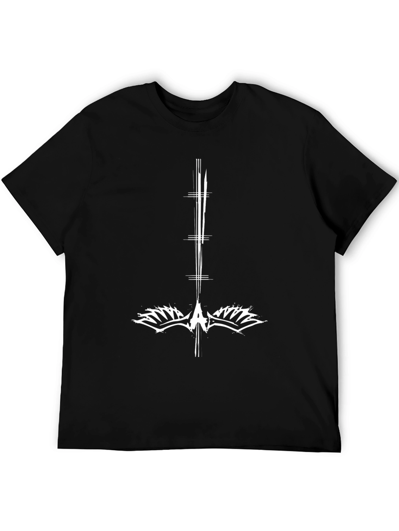 Black T-Shirt with White Geometric Print