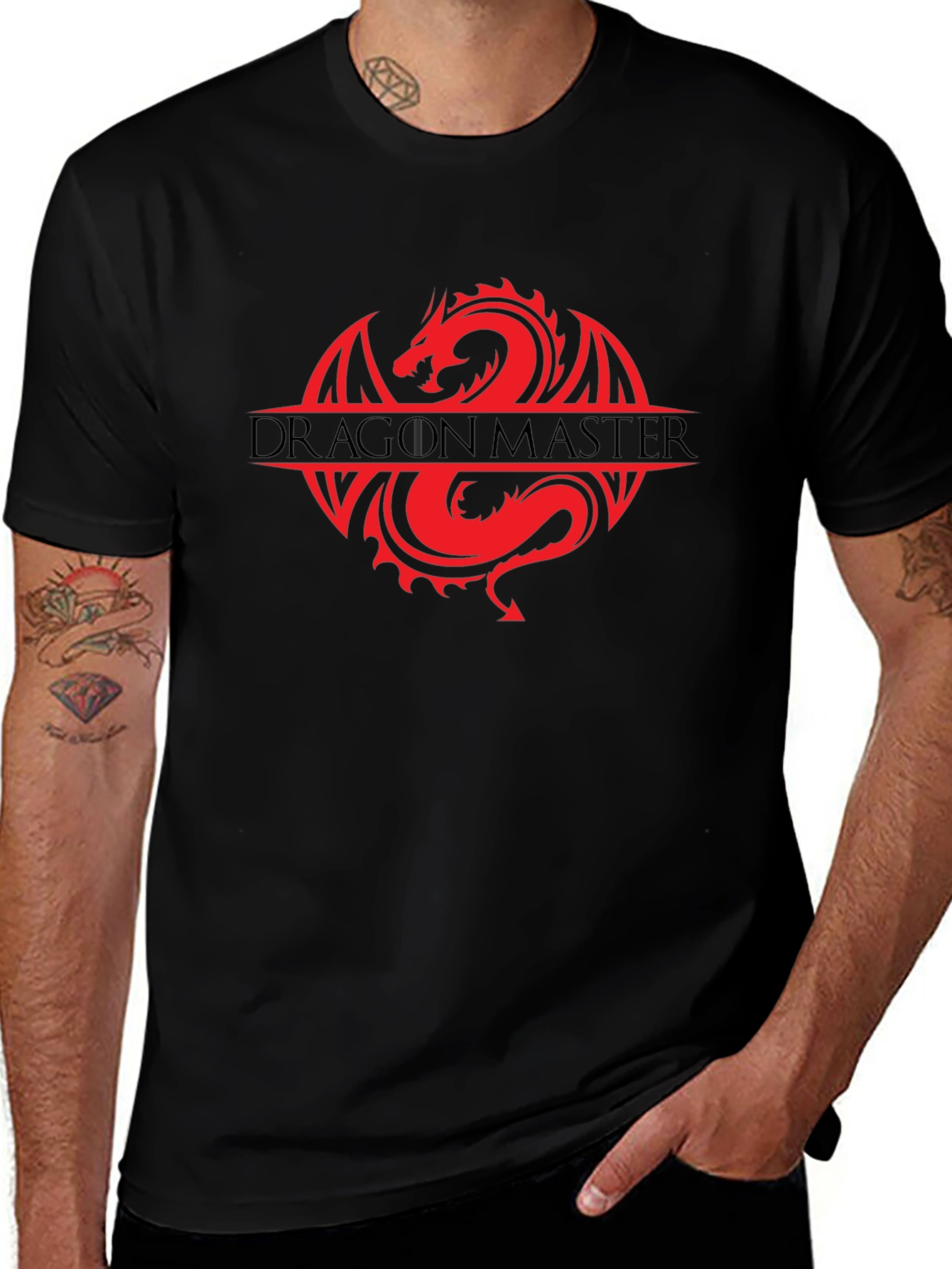 Dragon Master Graphic Tee - Black Cotton T-Shirt