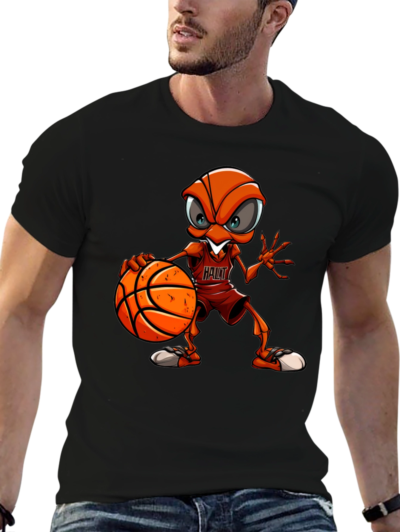Basketball Ant Graphic Tee - Unique Cartoon Design