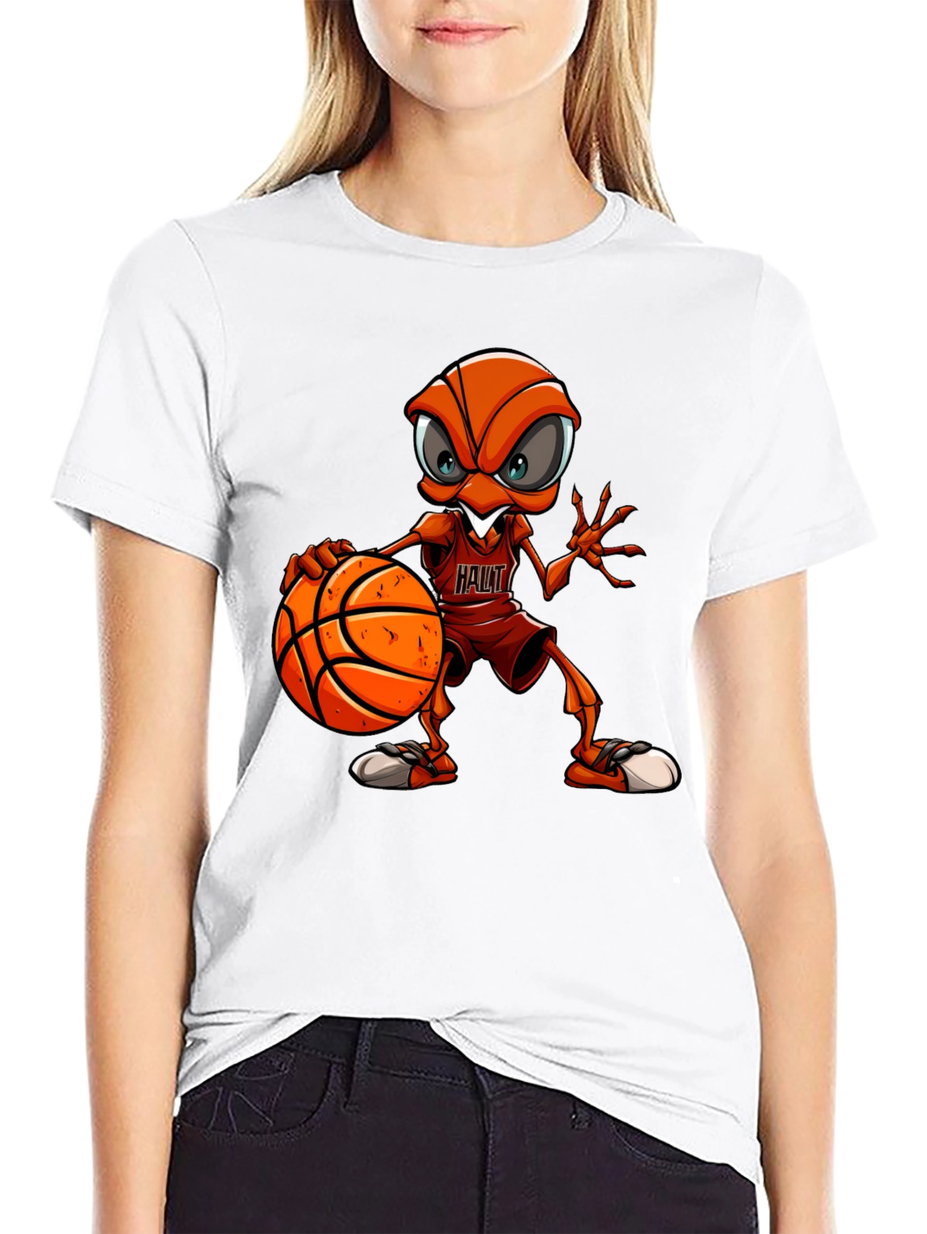 Basketball Ant Graphic Tee - Unique Cartoon Design